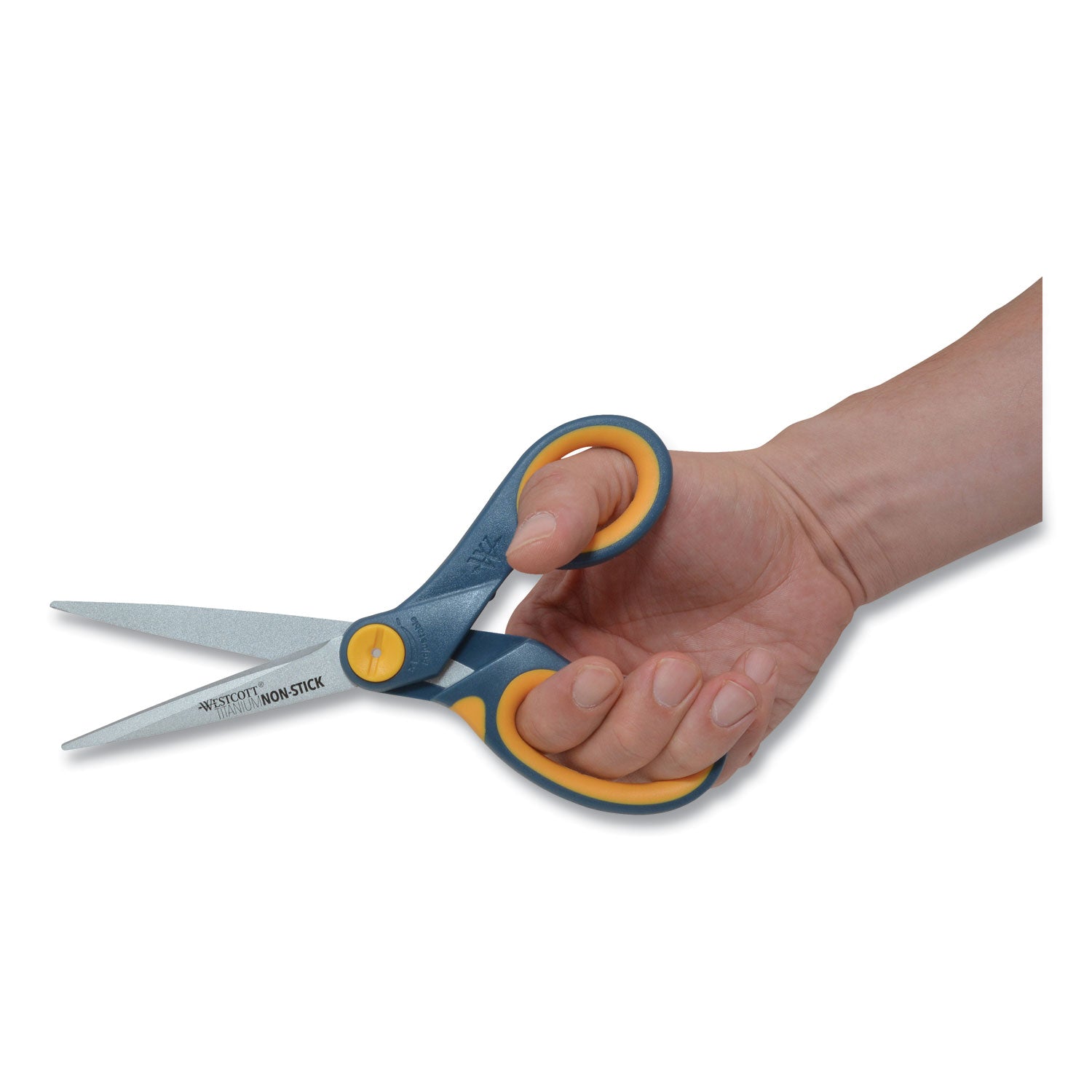 Westcott® Non-Stick Titanium Bonded Scissors, 8" Long, 3.25" Cut Length, Straight Gray/Yellow Handle