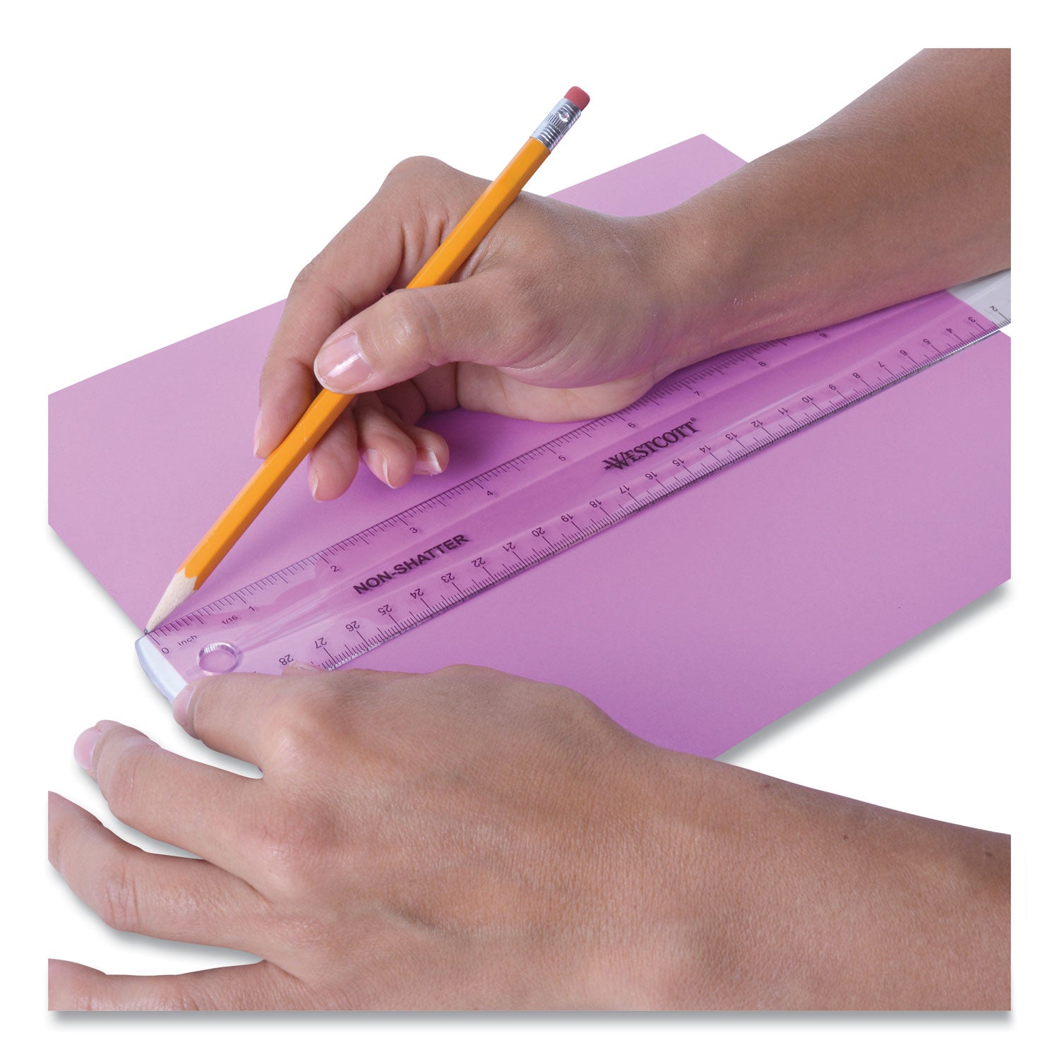 Westcott® Non-Shatter Flexible Ruler, Standard/metric, 12" Long, Plastic, Clear