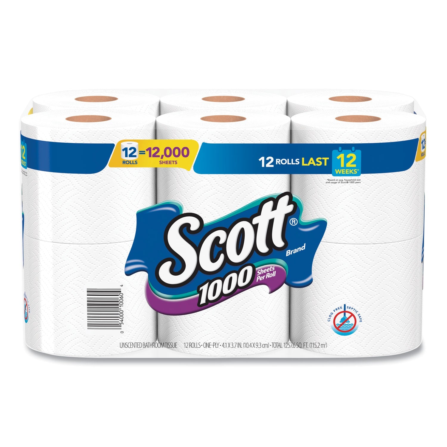 Scott Toilet Paper | 1-Ply, 1,000 Sheets/Roll