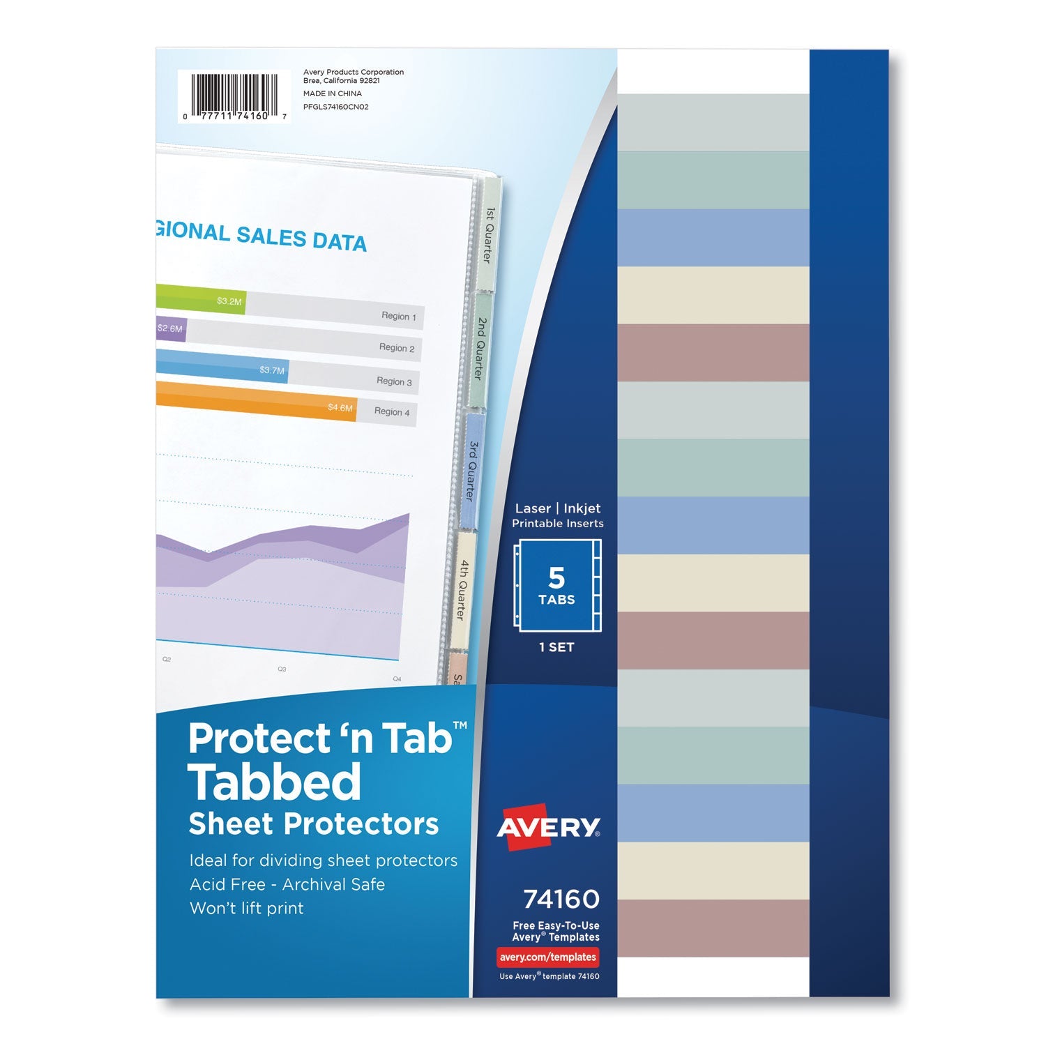 Avery® Protect 'n Tab Top-Load Clear Sheet Protectors W/five Tabs, Letter