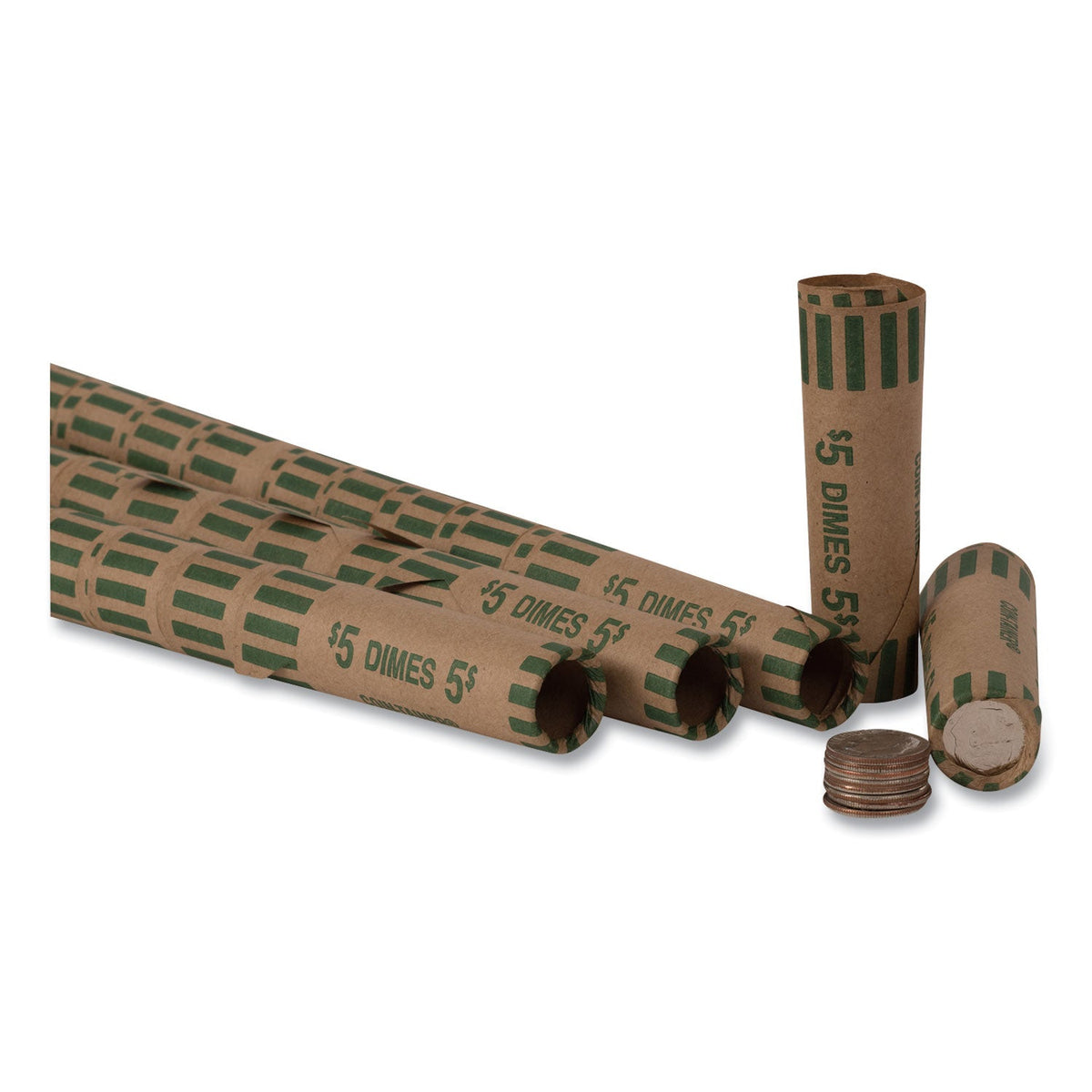 Pap-R Products Preformed Tubular Coin Wrappers, Dimes, $5, 1000 Wrappers/box