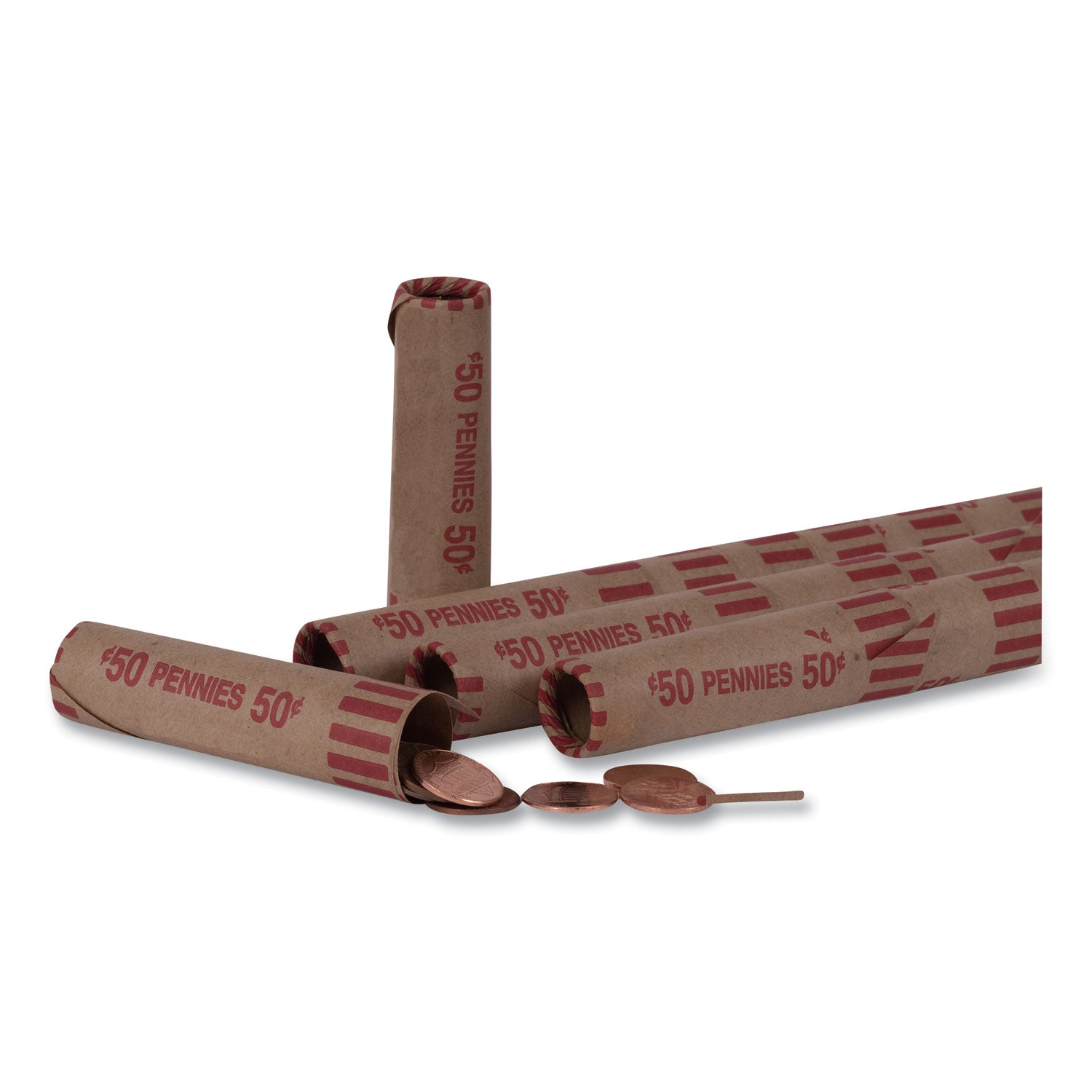 Pap-R Products Preformed Tubular Coin Wrappers, Pennies, $.50, 1000 Wrappers/box
