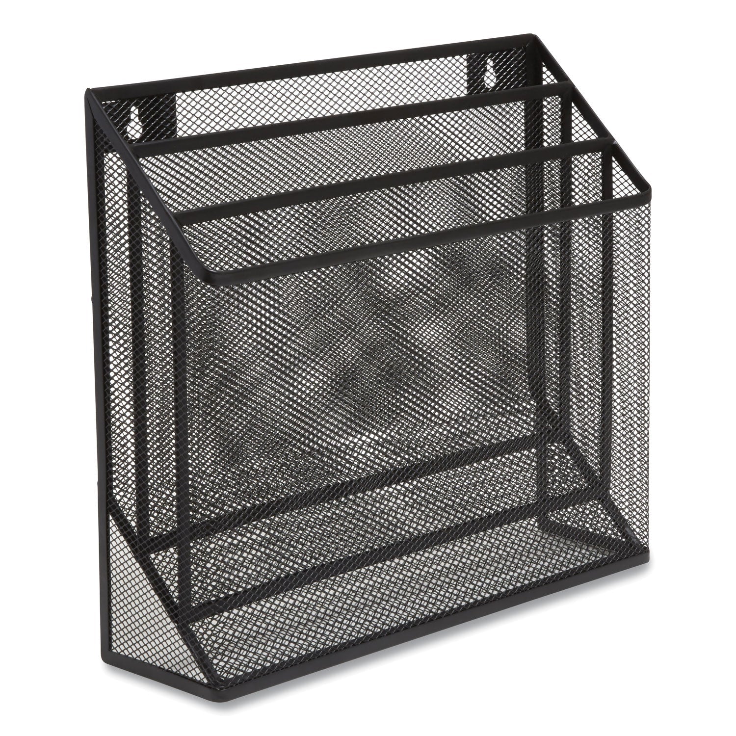 TRU RED™ Wire Mesh Incline Sorter, Enclosed Design, 3 Sections, Letter-Size, 13.78 X 16.61 X 12.4, Matte Black