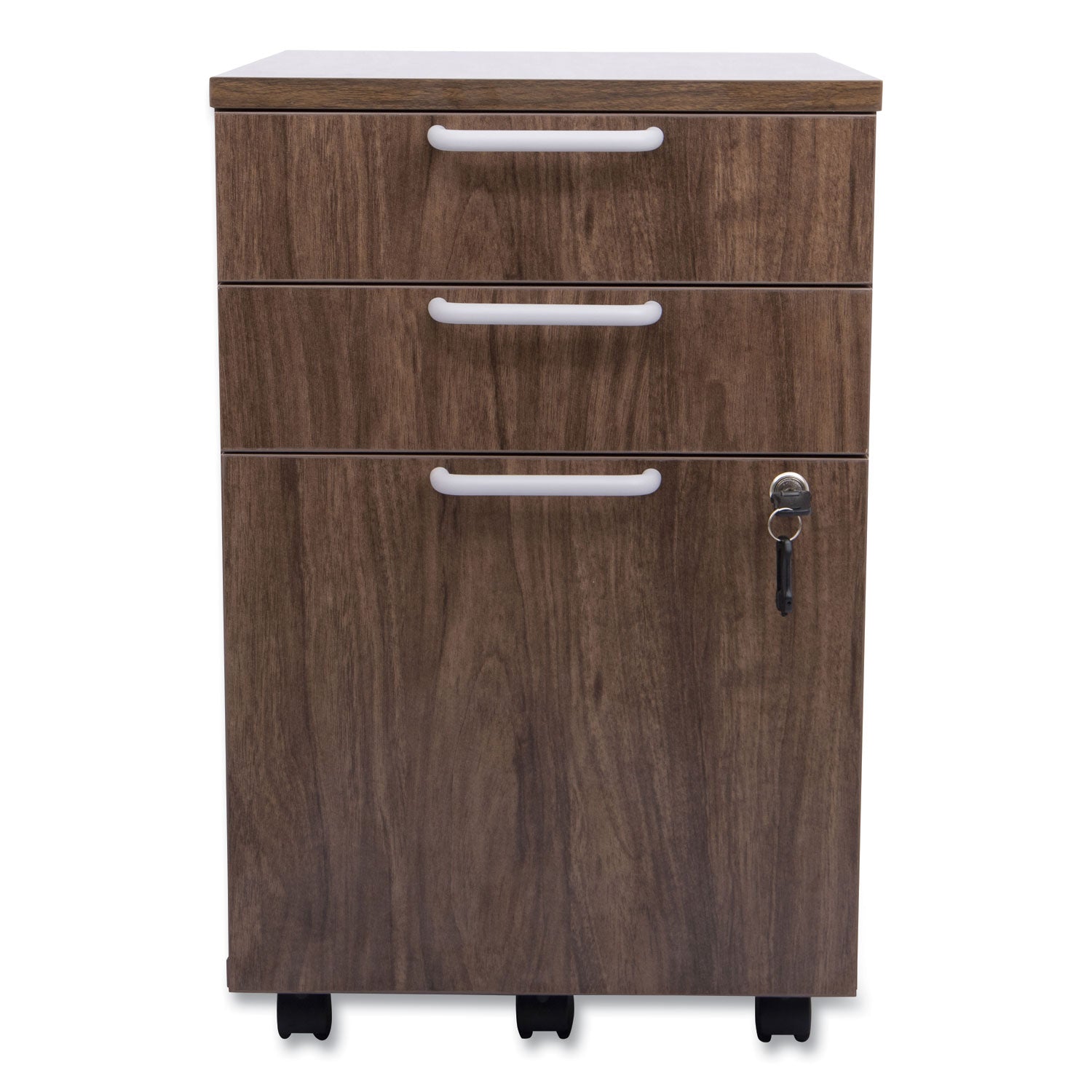 Union & Scale™ Essentials Mobile Pedestal File, Left Or Right, 3-Drawers: Box/box/file, Legal/letter, Espresso, 15.6" X 21.3" X 24.3"