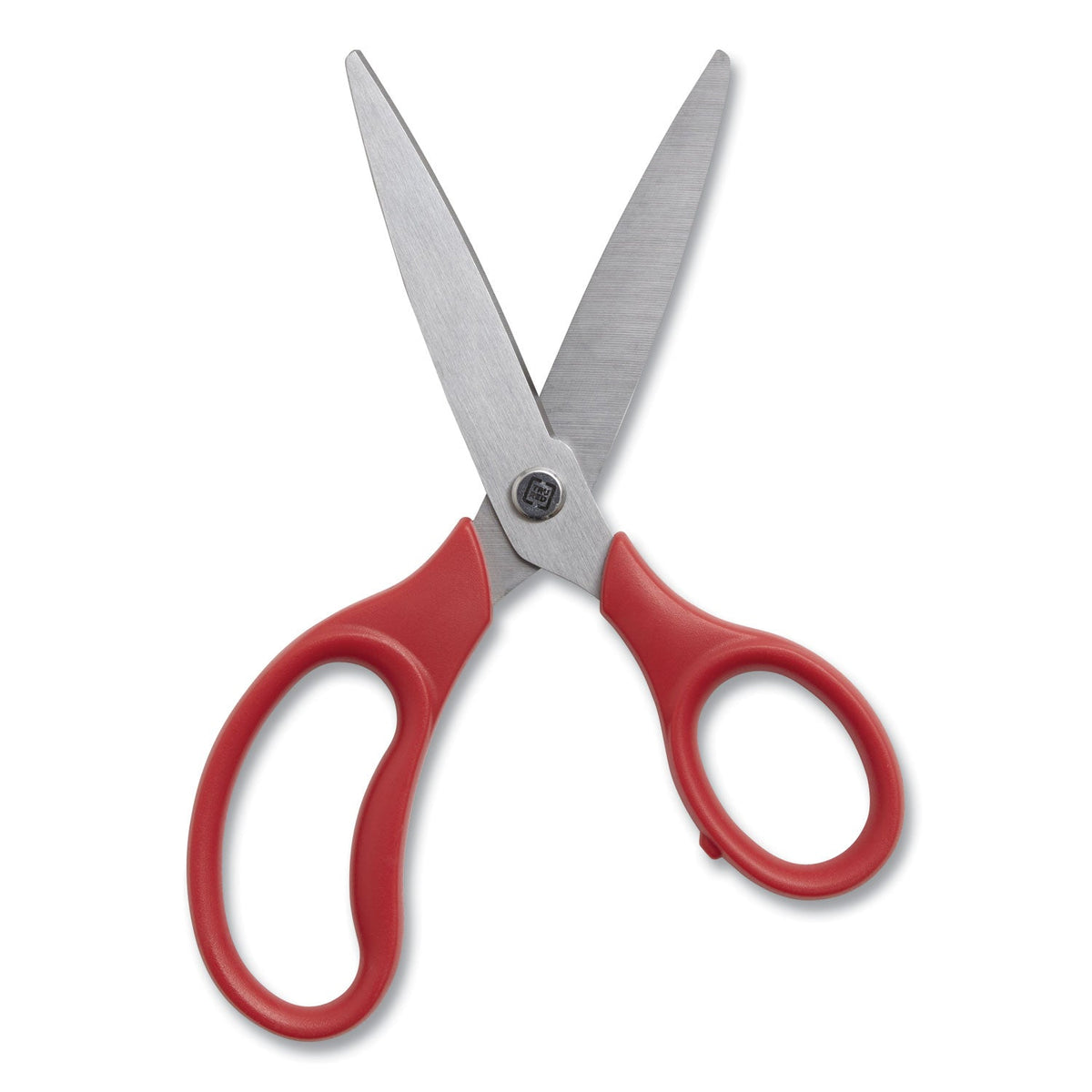 TRU RED™ Ambidextrous Stainless Steel Scissors, 7" Long, 3.15" Cut Length, Straight Ergonomic Red Handle