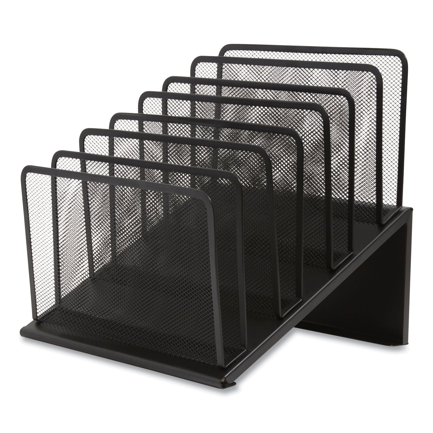 TRU RED™ Wire Mesh Incline Sorter, Open Design, 7 Sections, Letter-Size, 11.41 X 11.41 X 11.02, Matte Black
