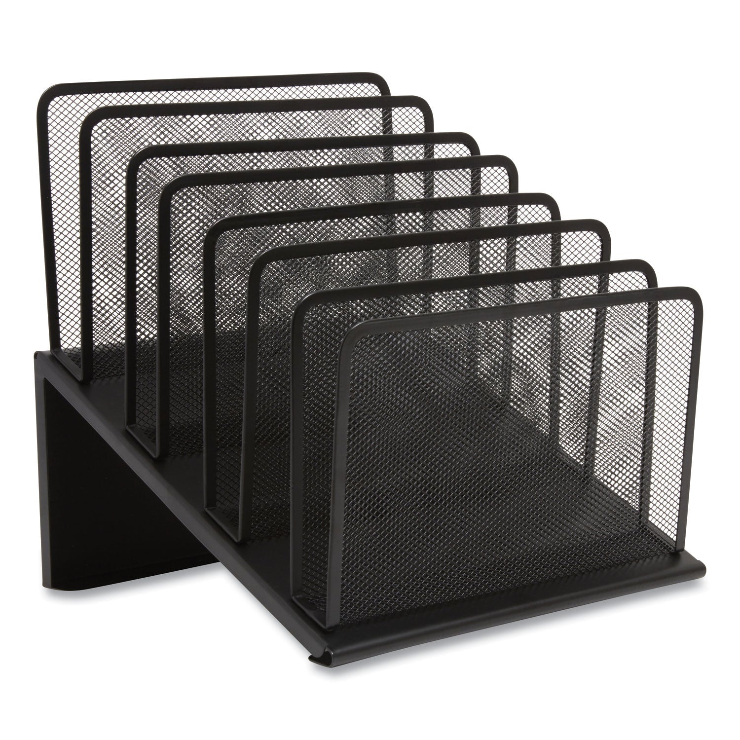 TRU RED™ Wire Mesh Incline Sorter, Open Design, 7 Sections, Letter-Size, 11.41 X 11.41 X 11.02, Matte Black