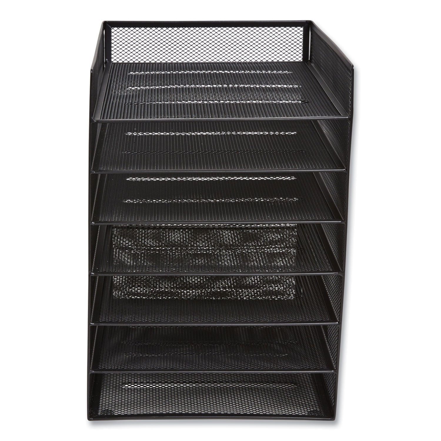 TRU RED™ Front-Load Enclosed Wire Mesh Horizontal Document Organizer, 6 Sections, Letter-Size, 9.25 X 13.38 X 13.38, Matte Black