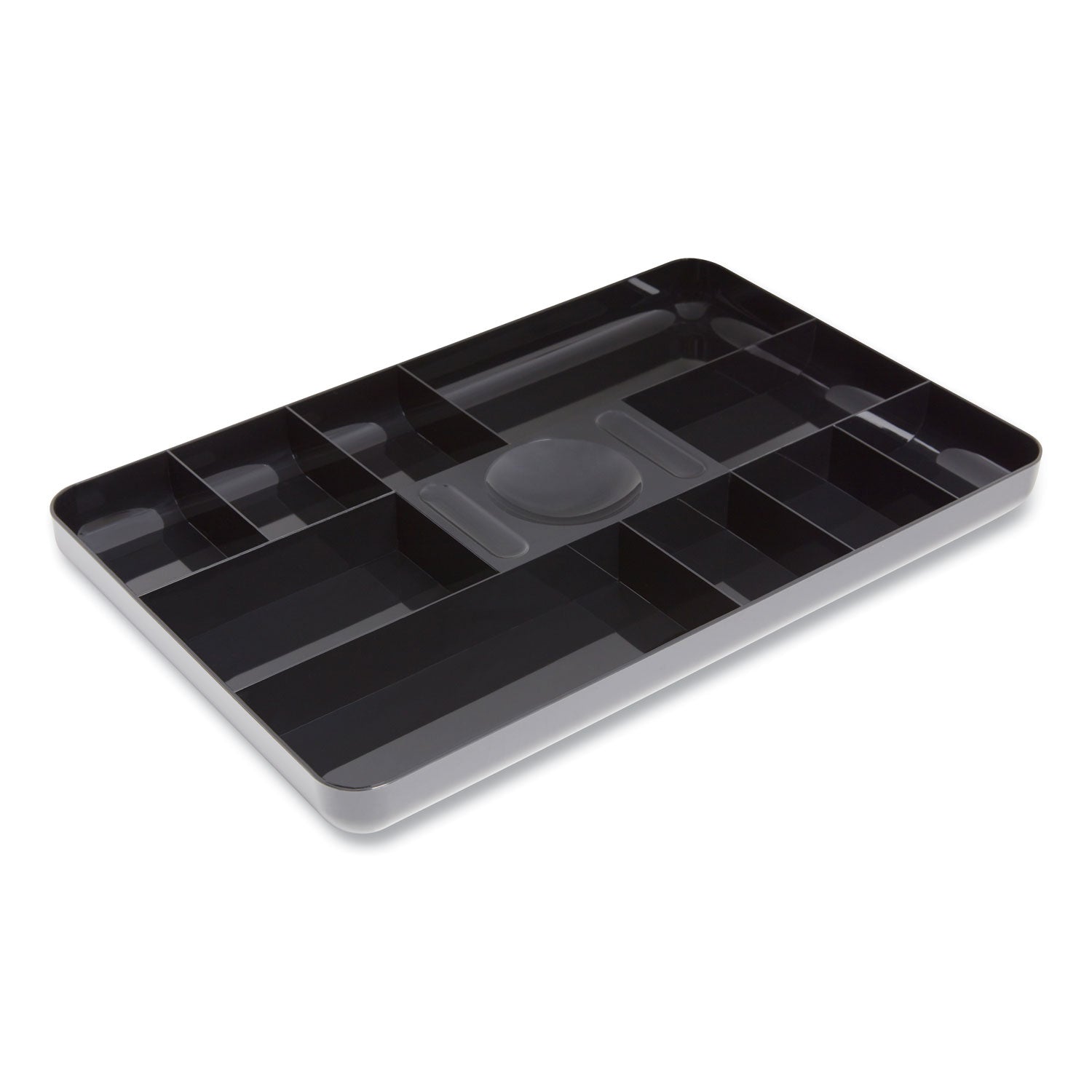 TRU RED™ Shallow Plastic Drawer Organizer, 13 Compartments, 9.11 X 14.11 X 1.24, Black