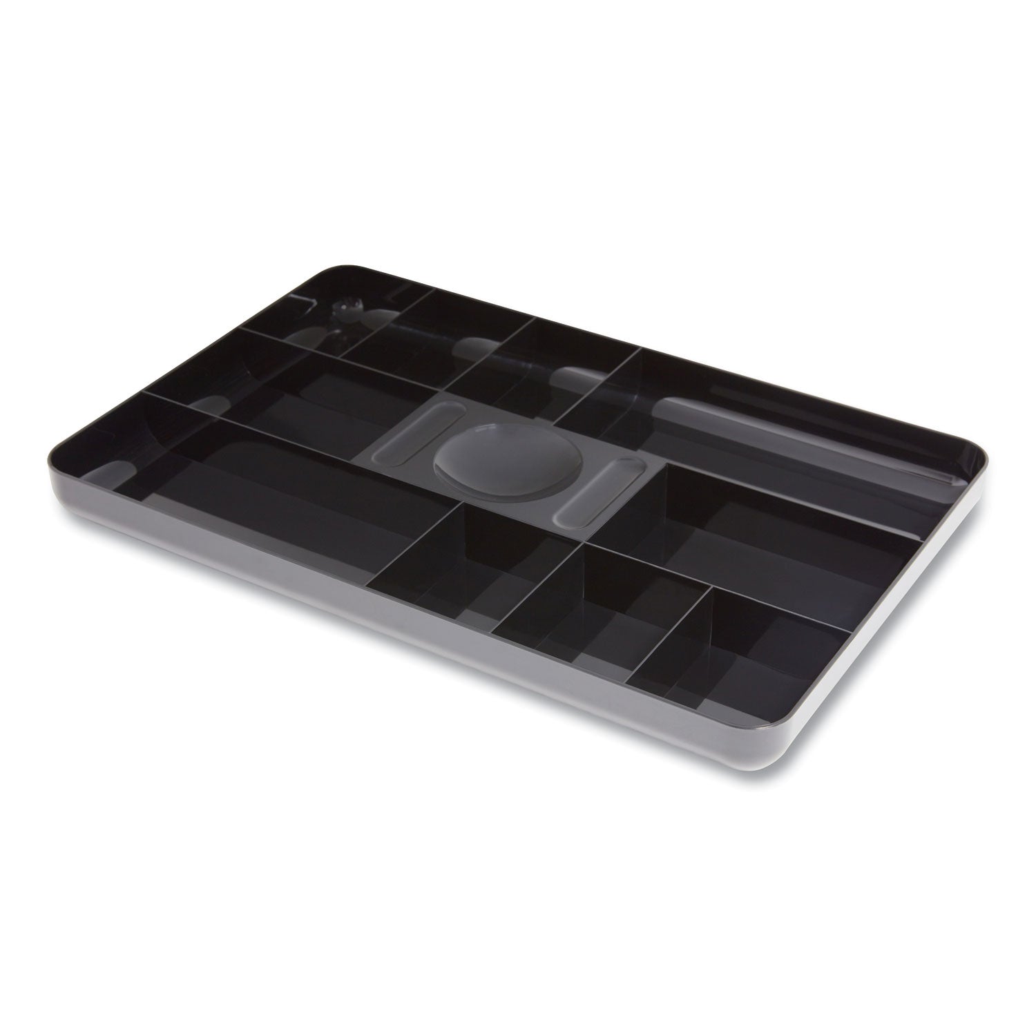 TRU RED™ Shallow Plastic Drawer Organizer, 13 Compartments, 9.11 X 14.11 X 1.24, Black