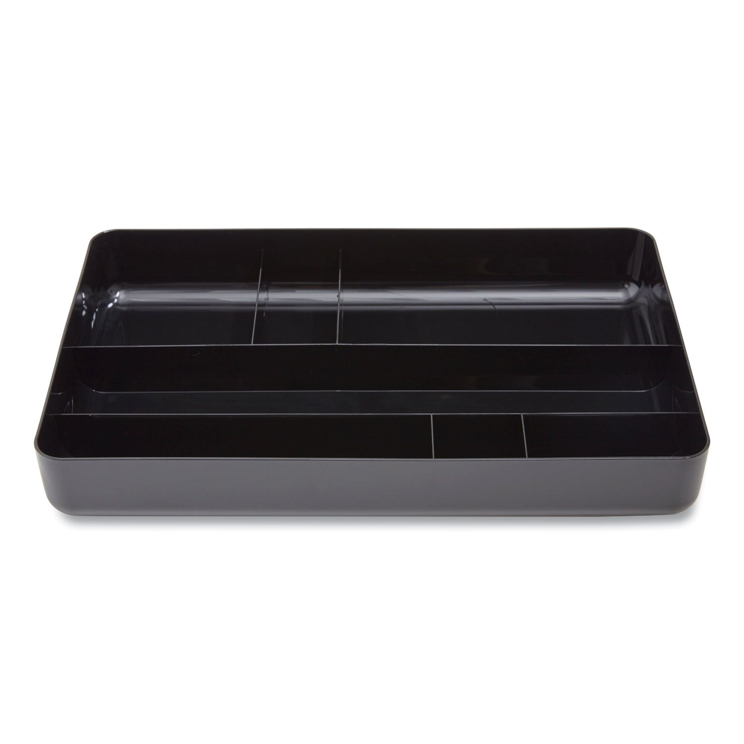 TRU RED™ Deep Plastic Drawer Organizer, Seven Compartment, 9.13 x 14.13 x 2.04, Black