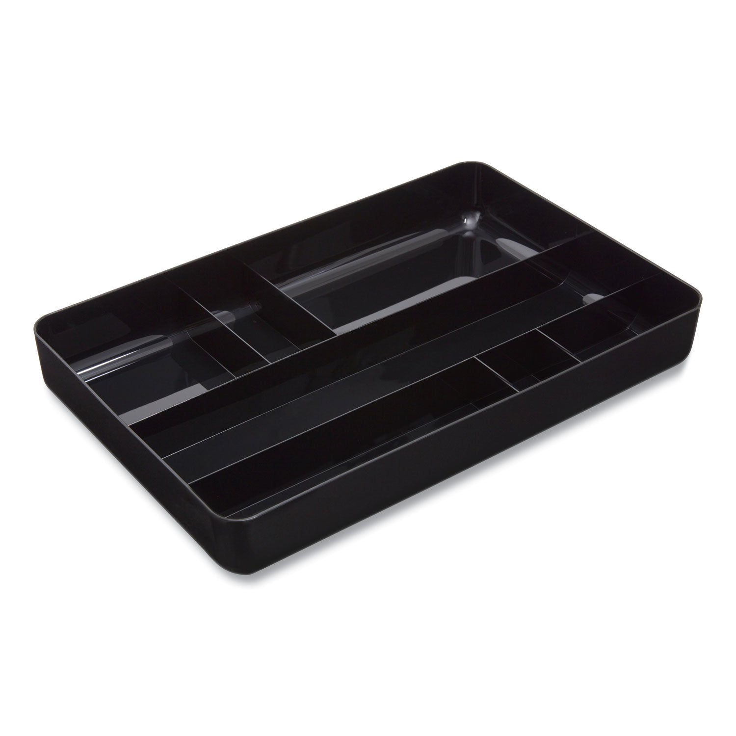 TRU RED™ Deep Plastic Drawer Organizer, Seven Compartment, 9.13 x 14.13 x 2.04, Black