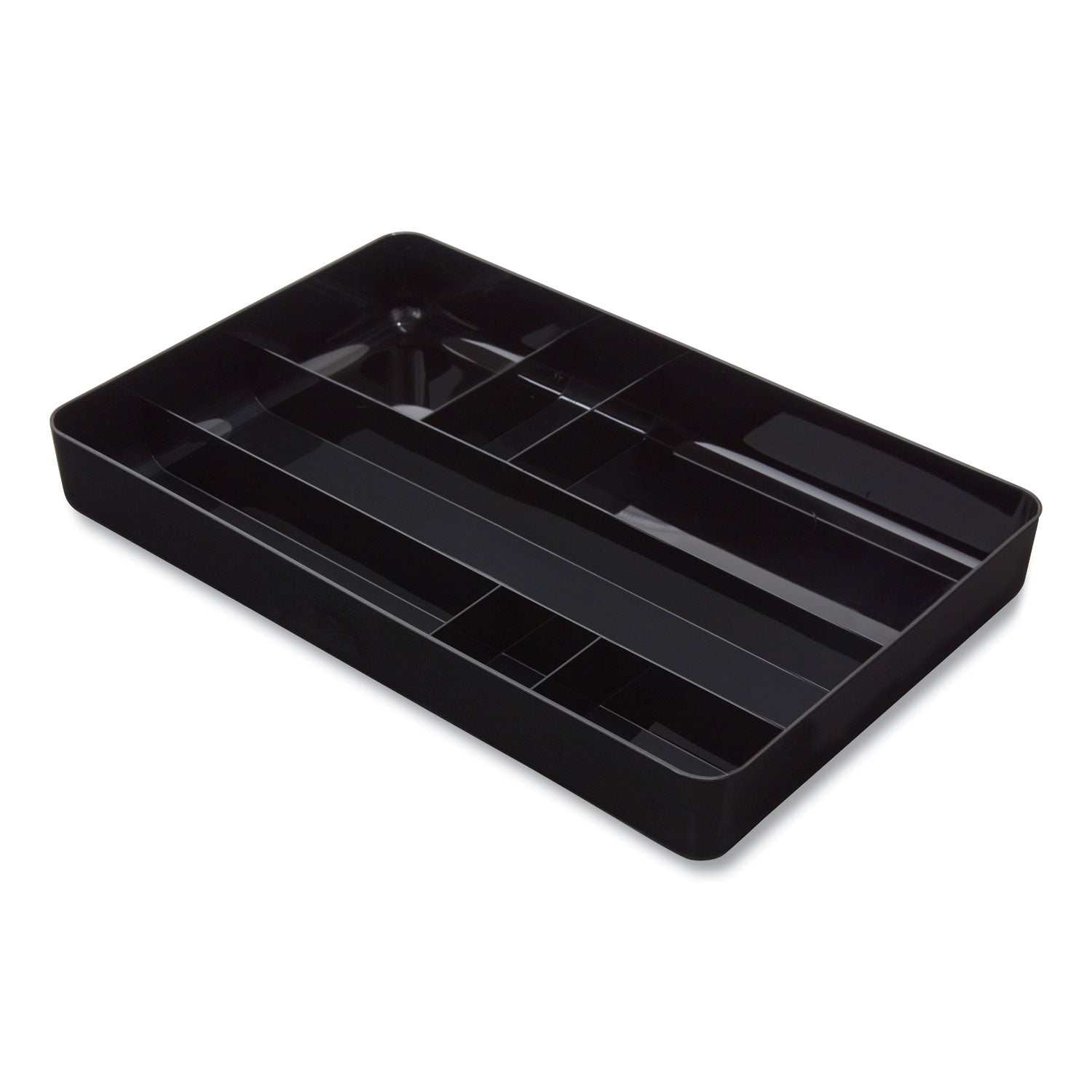 TRU RED™ Deep Plastic Drawer Organizer, Seven Compartment, 9.13 x 14.13 x 2.04, Black