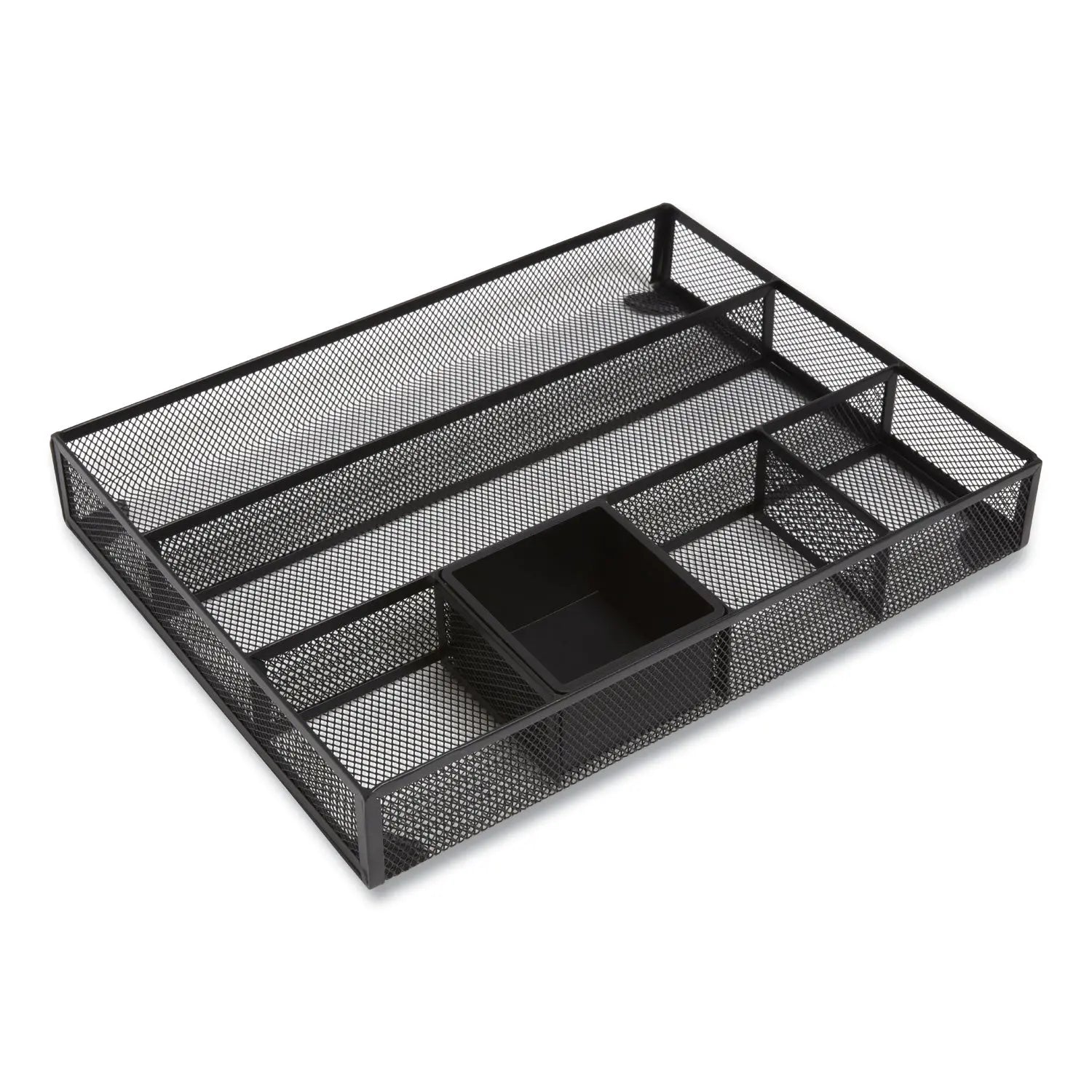 TRU RED™ Mesh Drawer Organizer, Six Compartment, 15.43 x 12.2 x 2.68, Black