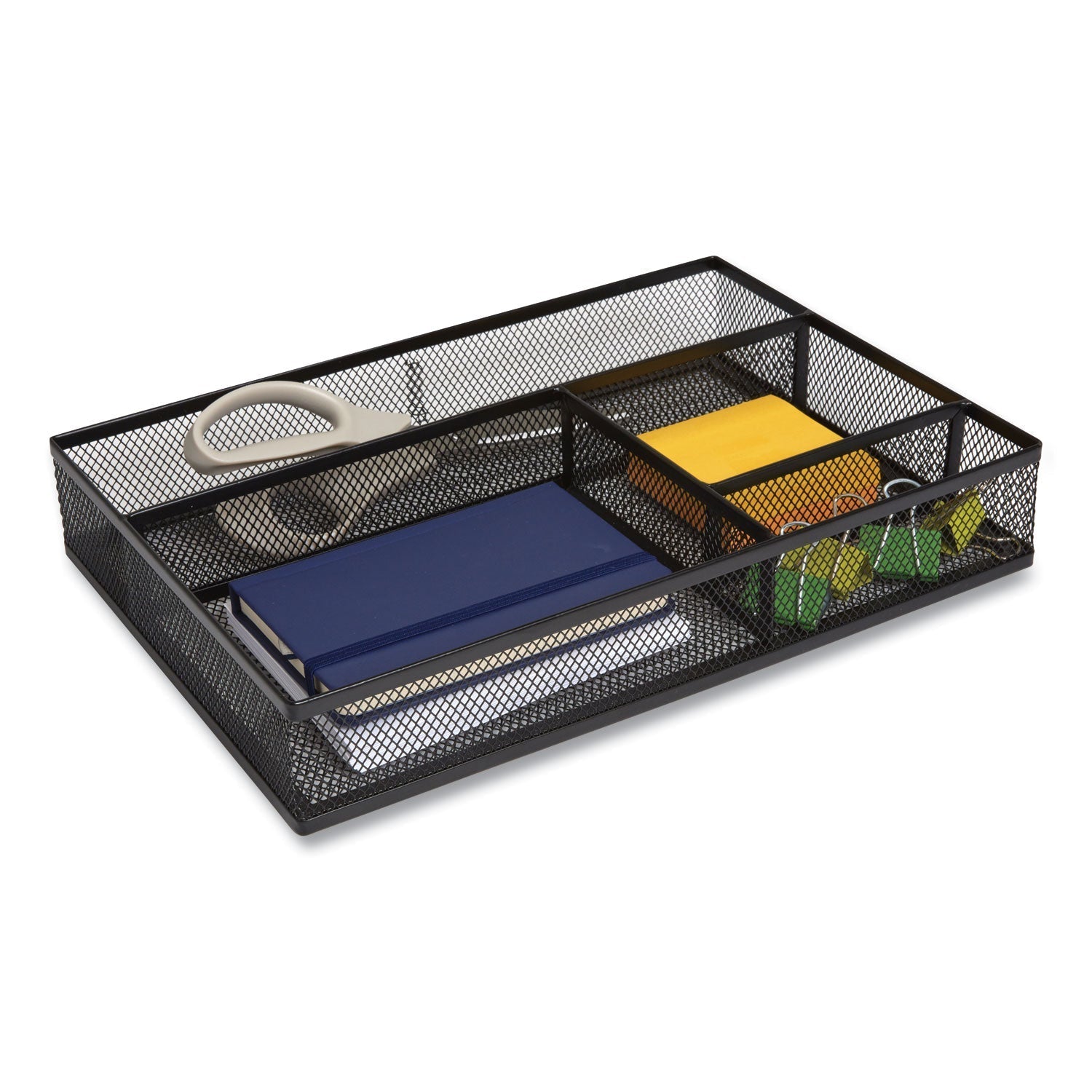 TRU RED™ Mesh Drawer Organizer, Four Compartment, 13.58 X 9.45 X 2.2, Black