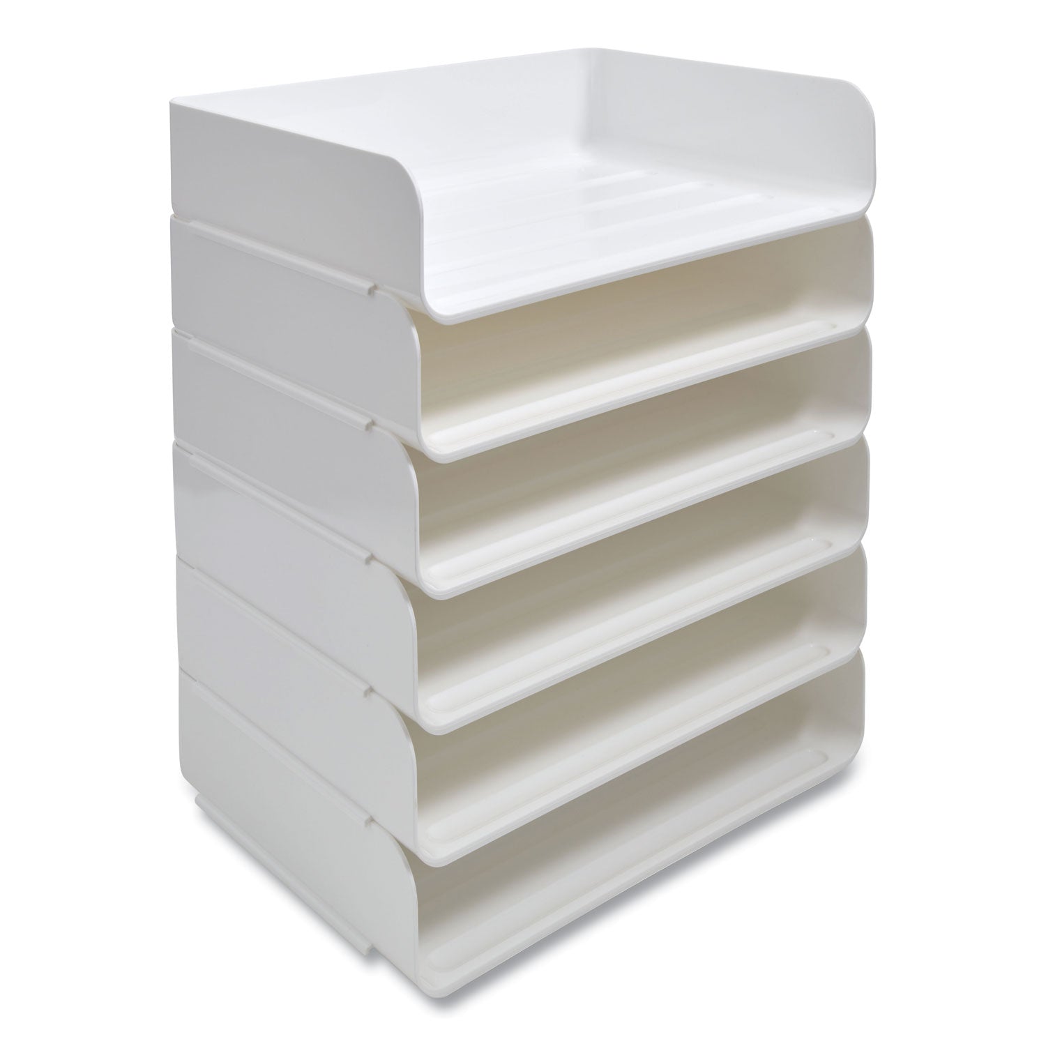 TRU RED™ Side-Load Stackable Plastic Document Tray, 1 Section, Letter-Size, 12.63 X 9.72 X 3.01, White, 2/pack