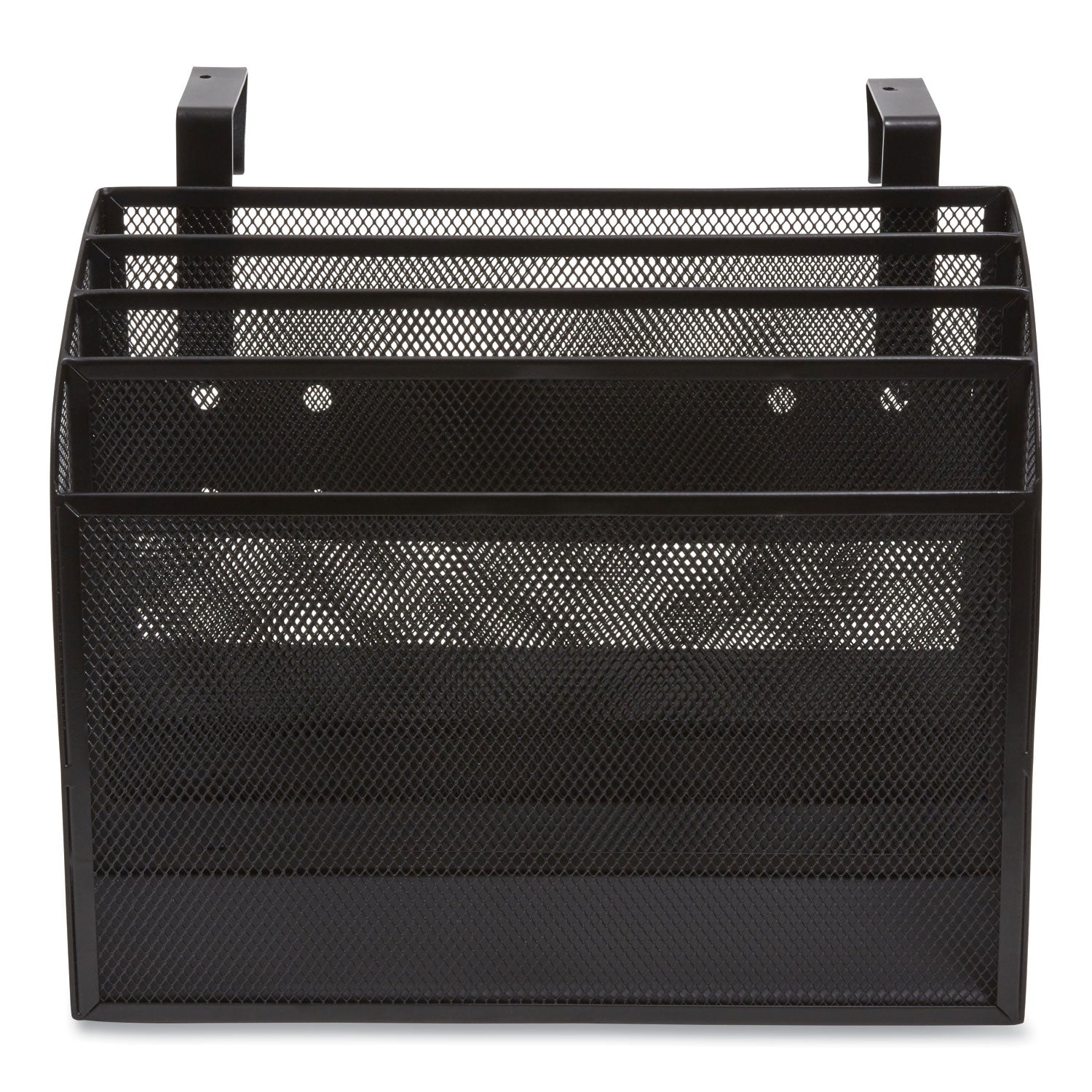 TRU RED™ Wire Mesh Incline Sorter, Enclosed Design, 4 Sections, Letter-Size, 12.99 X 6.49 X 10.15, Matte Black