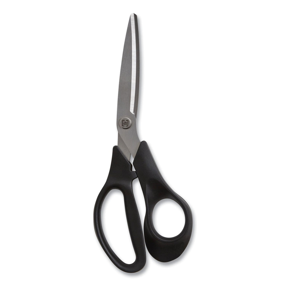 TRU RED™ Stainless Steel Scissors, 8" Long, 3.58" Cut Length, Offset Black Handle