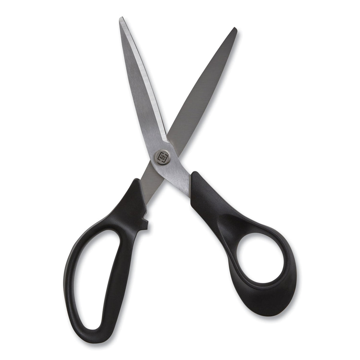 TRU RED™ Stainless Steel Scissors, 8" Long, 3.58" Cut Length, Offset Black Handle