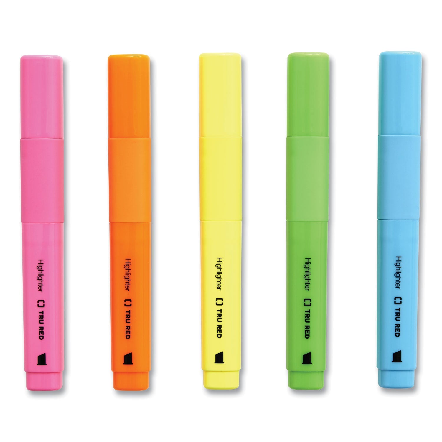 TRU RED™ PEN STYLE CHISEL TIP HIGHLIGHTER, YELLOW INK, CHISEL TIP, YELLOW BARREL, 5/PACK