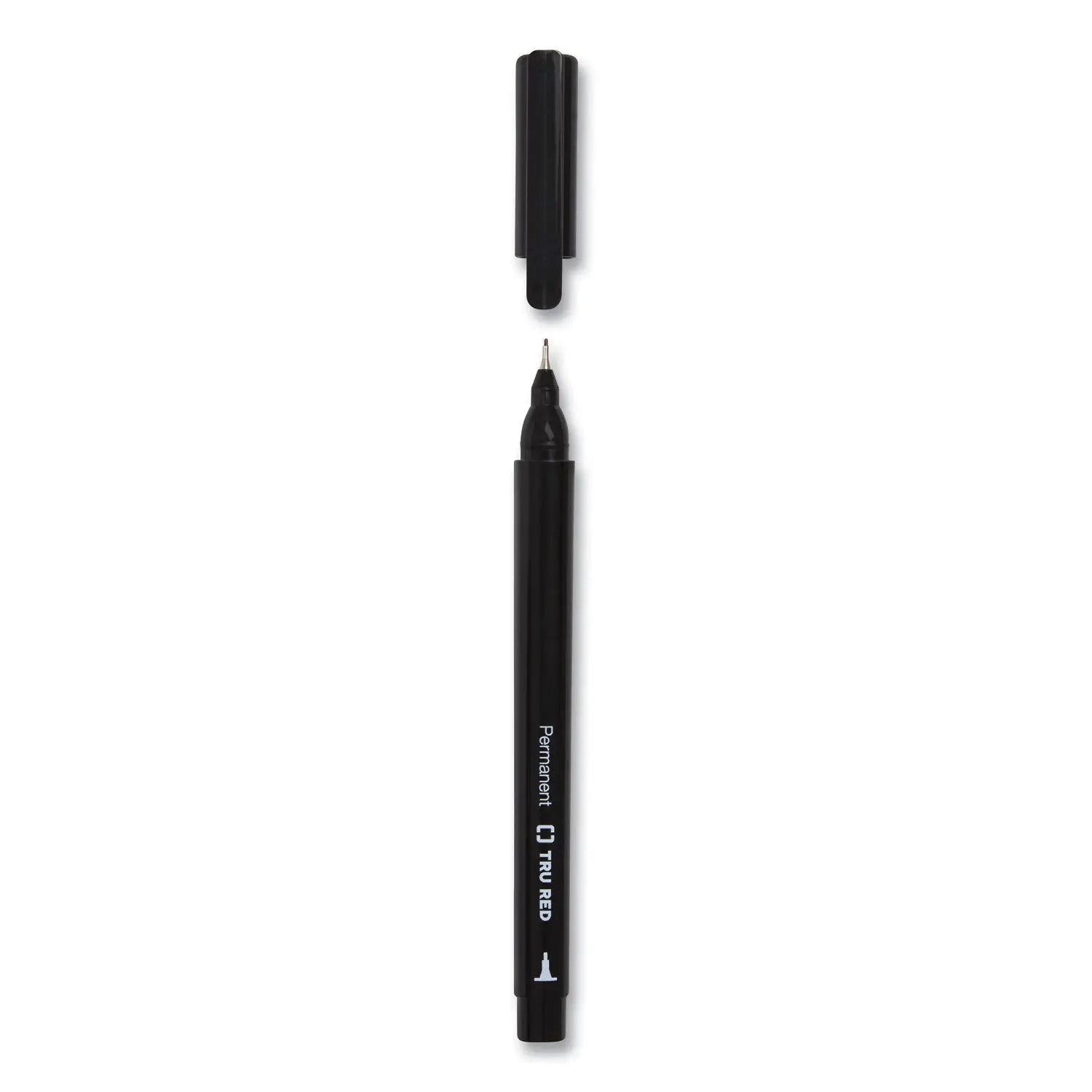 TRU RED™ Permanent Marker, Tank-Style, Medium Chisel Tip, Black, 5/Pack