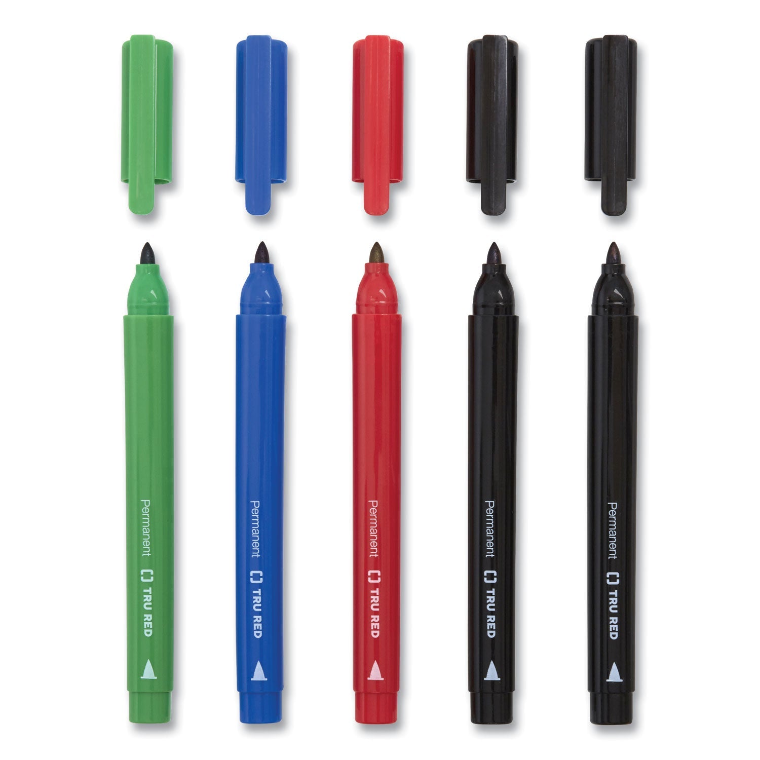 TRU RED™ Permanent Marker, Pen-Style, Fine Bullet Tip, Assorted Colors, 12/Pack