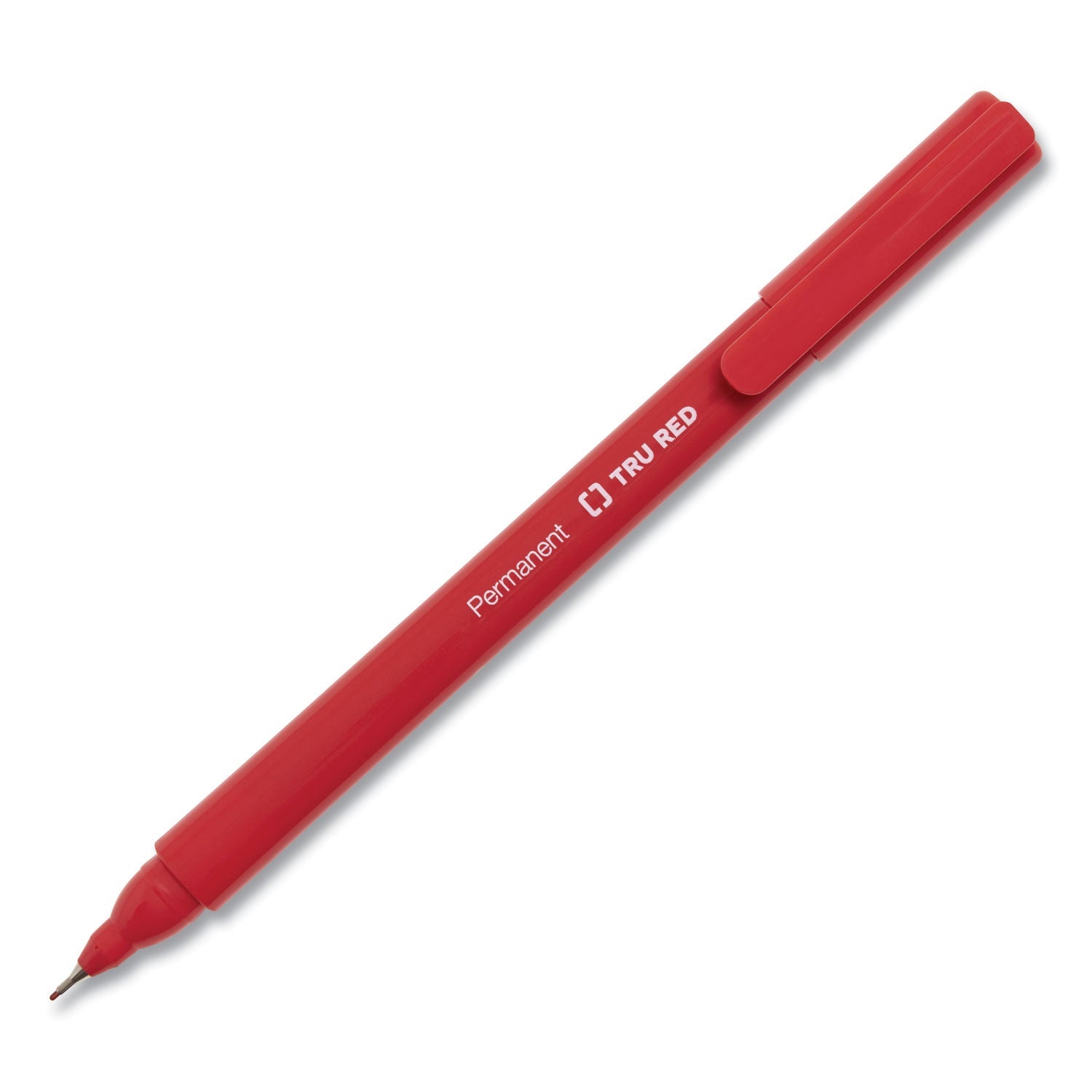 TRU RED™ PERMANENT MARKER, PEN-STYLE, EXTRA-FINE NEEDLE TIP, ASSORTED COLORS, 5/PACK