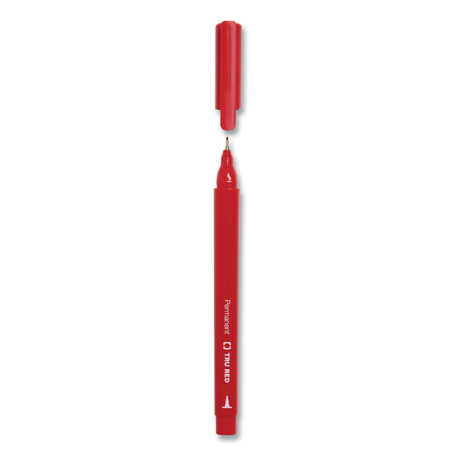 TRU RED™ PERMANENT MARKER, PEN-STYLE, EXTRA-FINE NEEDLE TIP, ASSORTED COLORS, 5/PACK