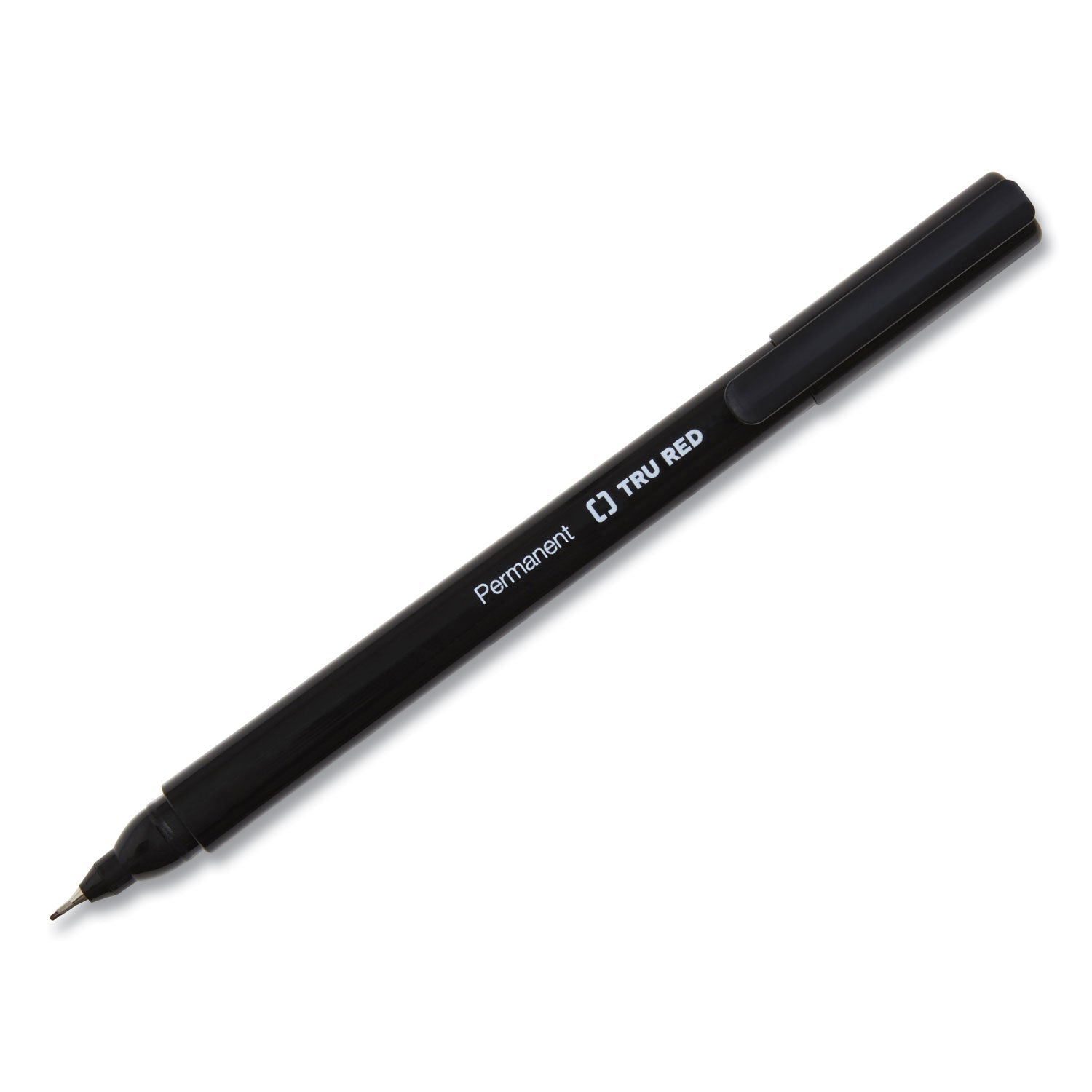 TRU RED™ Permanent Marker, Tank-Style, Medium Chisel Tip, Black, Dozen