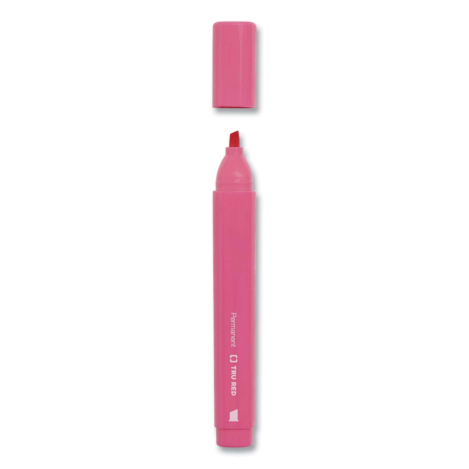 TRU RED™ PERMANENT MARKER, TANK-STYLE, MEDIUM CHISEL TIP, ASSORTED COLORS, 12/PACK
