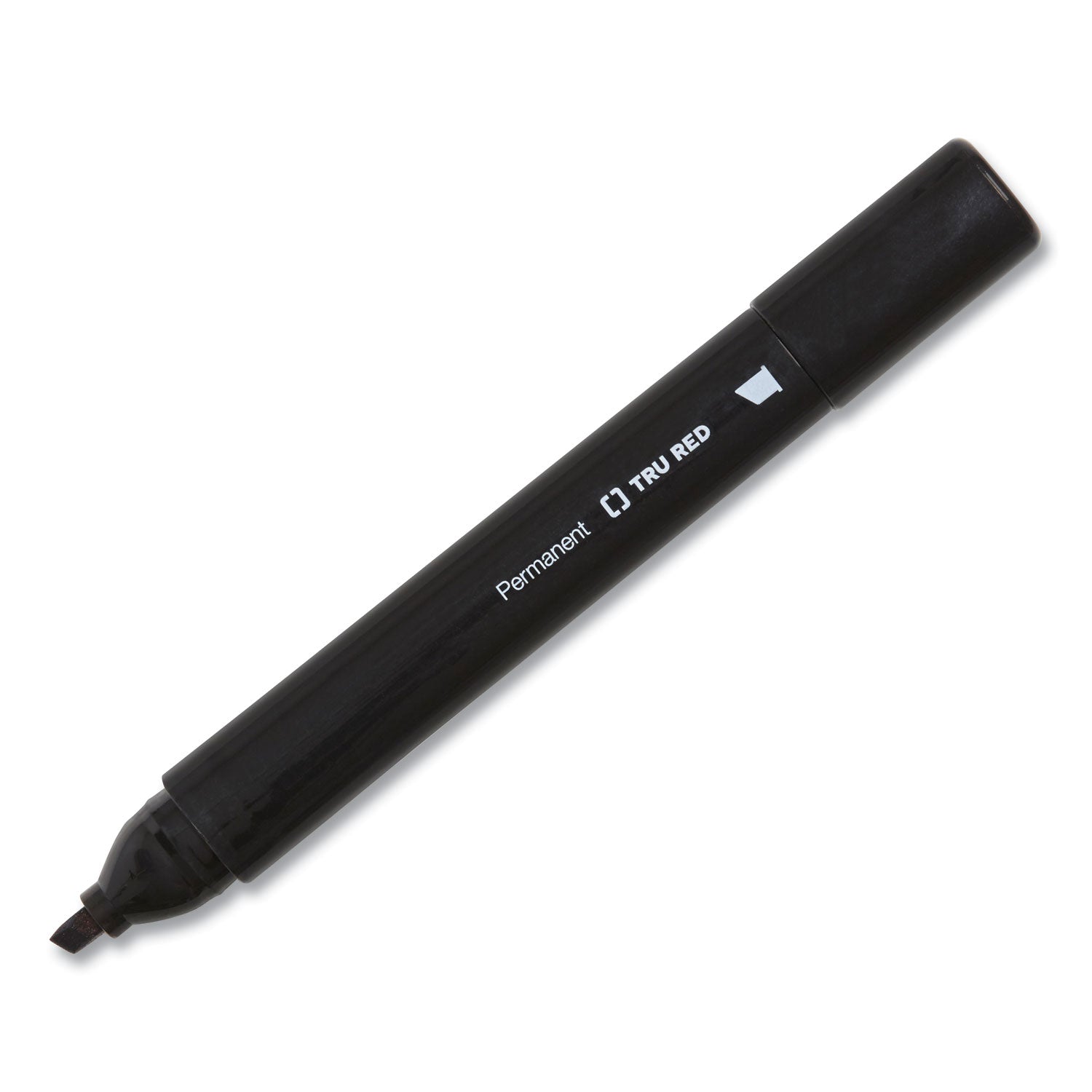 TRU RED™ PERMANENT MARKER, PEN-STYLE, EXTRA-FINE NEEDLE TIP, BLACK, 5/PACK