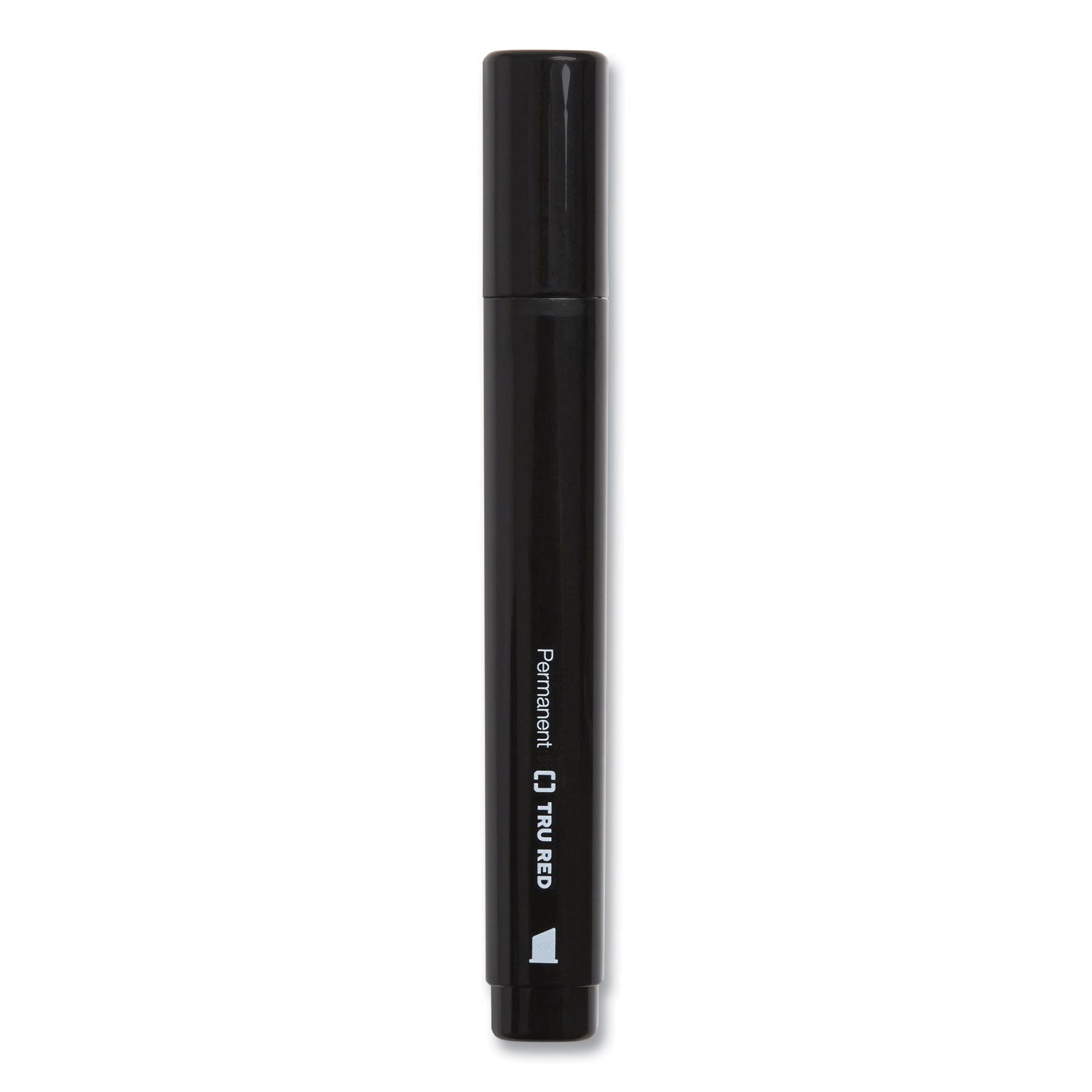 TRU RED™ PERMANENT MARKER, PEN-STYLE, EXTRA-FINE NEEDLE TIP, BLACK, 5/PACK