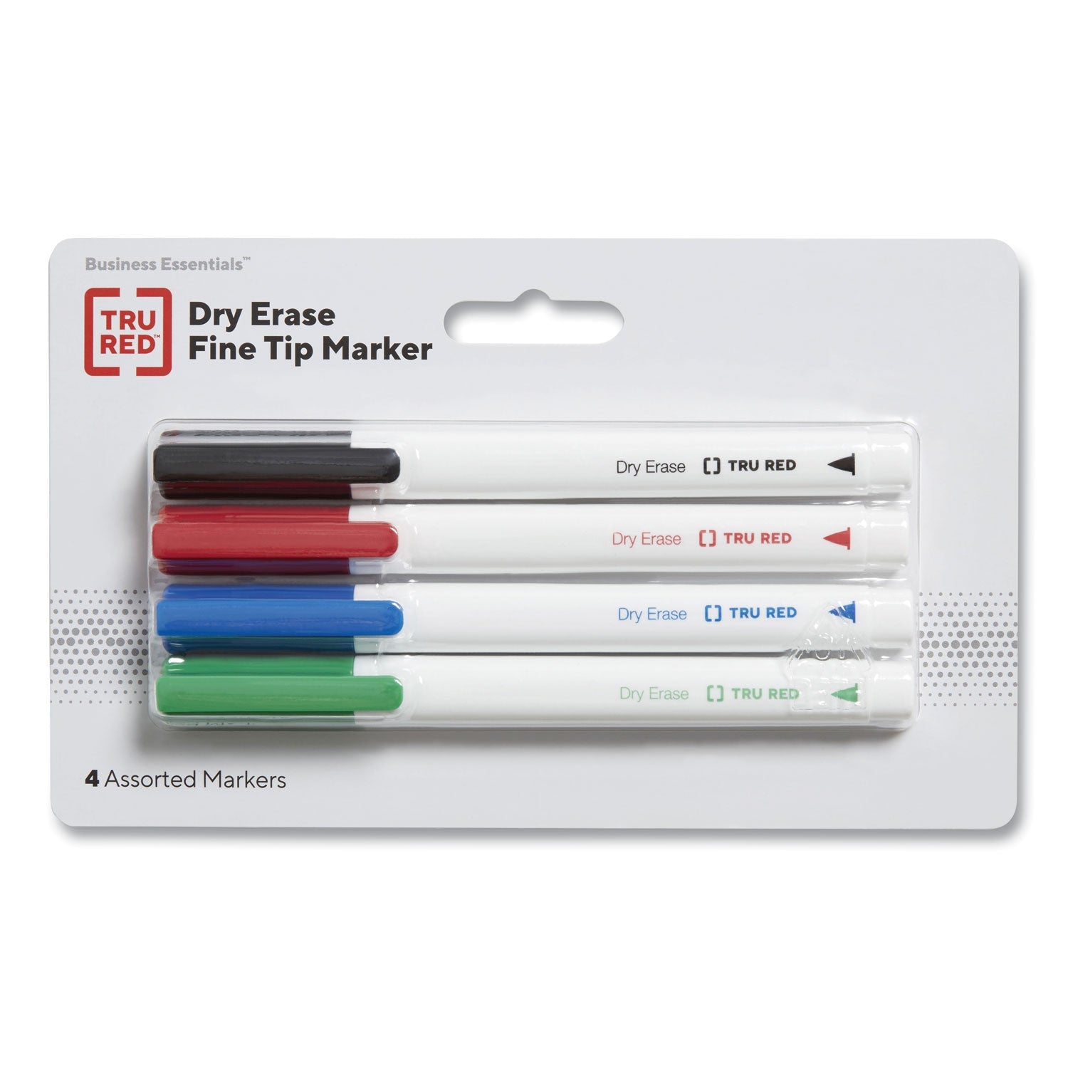 TRU RED™ DRY ERASE MARKER, PEN-STYLE, FINE BULLET TIP, ASSORTED COLORS, 4/PACK