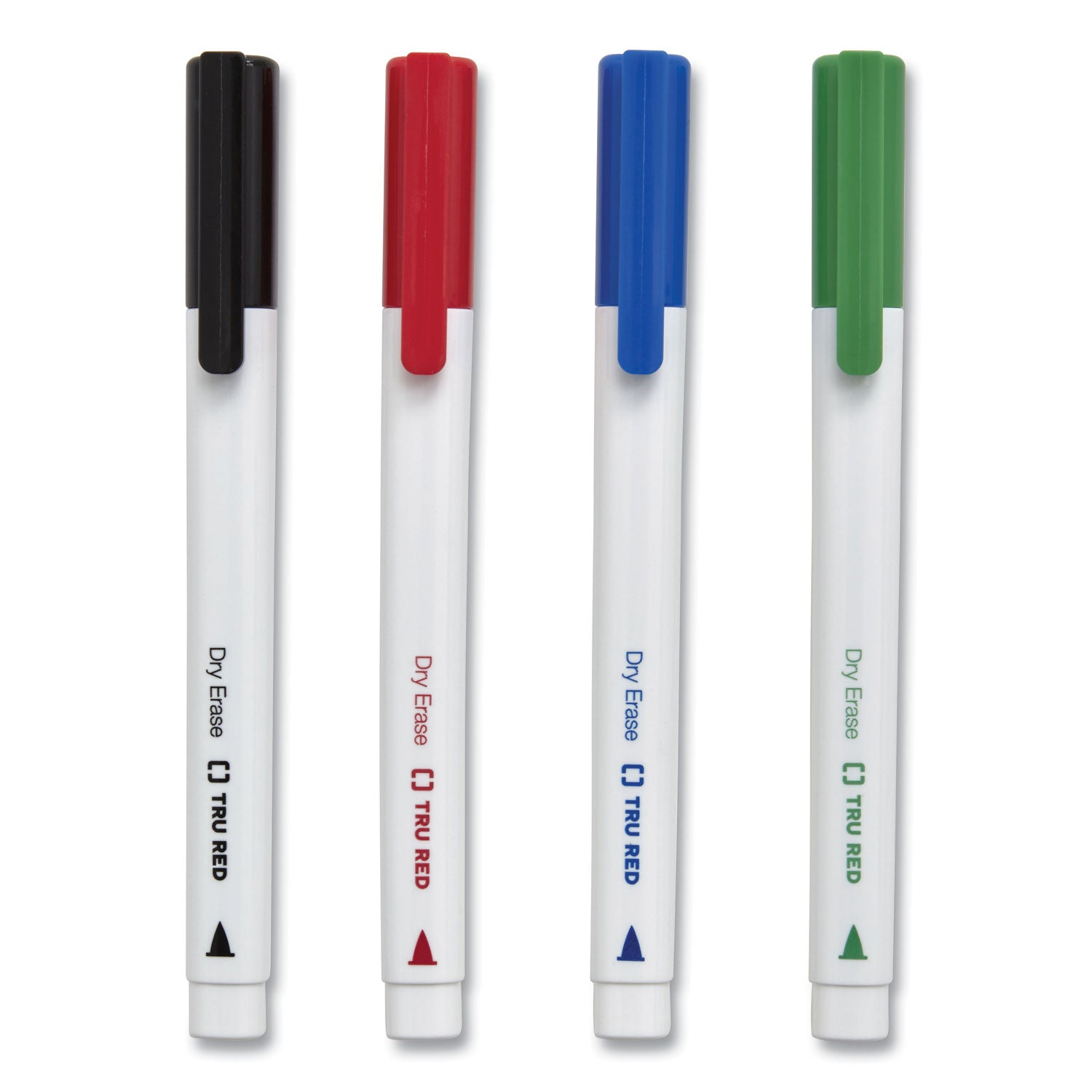 TRU RED™ DRY ERASE MARKER, PEN-STYLE, FINE BULLET TIP, ASSORTED COLORS, 4/PACK