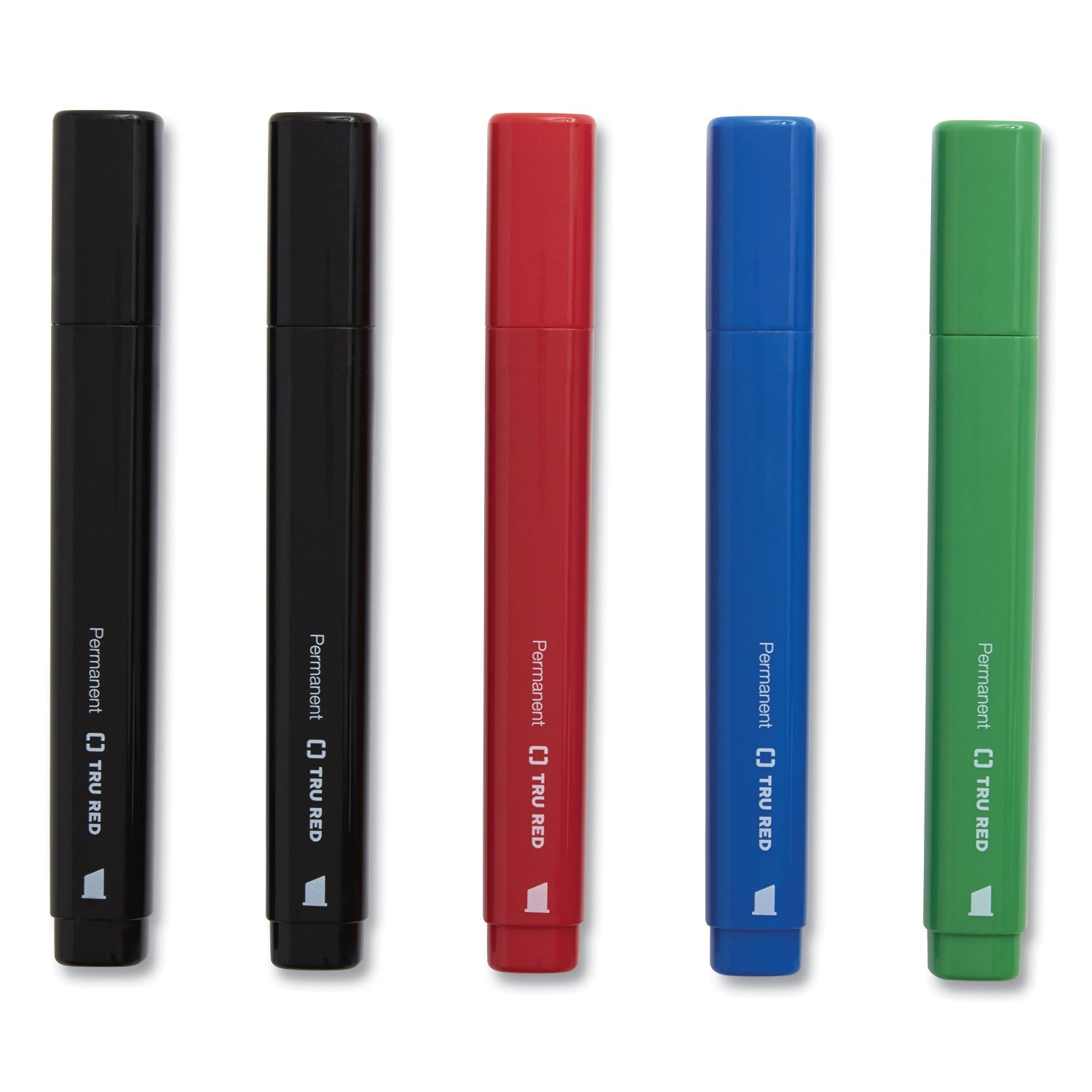 TRU RED™ Permanent Marker, Tank-Style, Medium Chisel Tip, Assorted Colors, 5/Pack