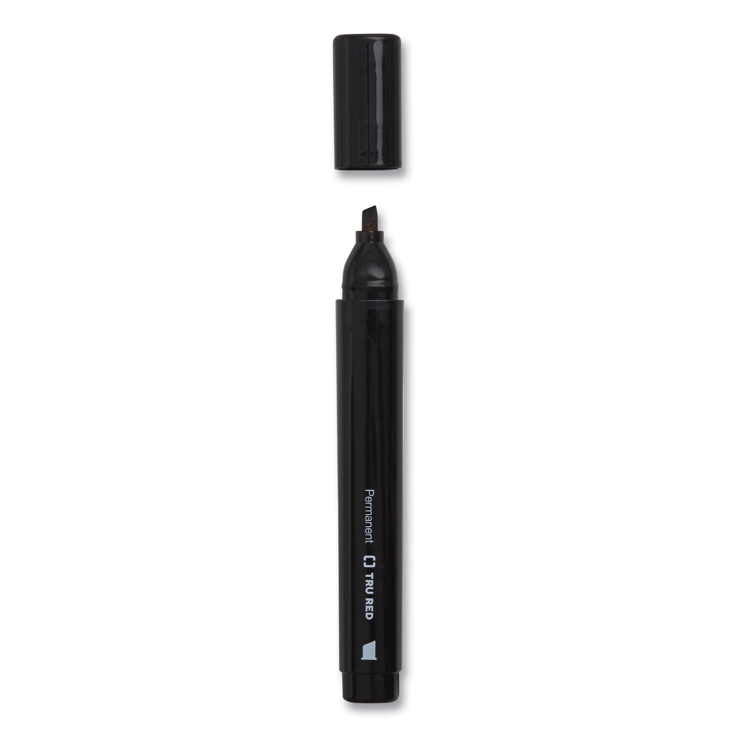 TRU RED™ Permanent Marker, Tank-Style, Medium Chisel Tip, Black, 36/pack