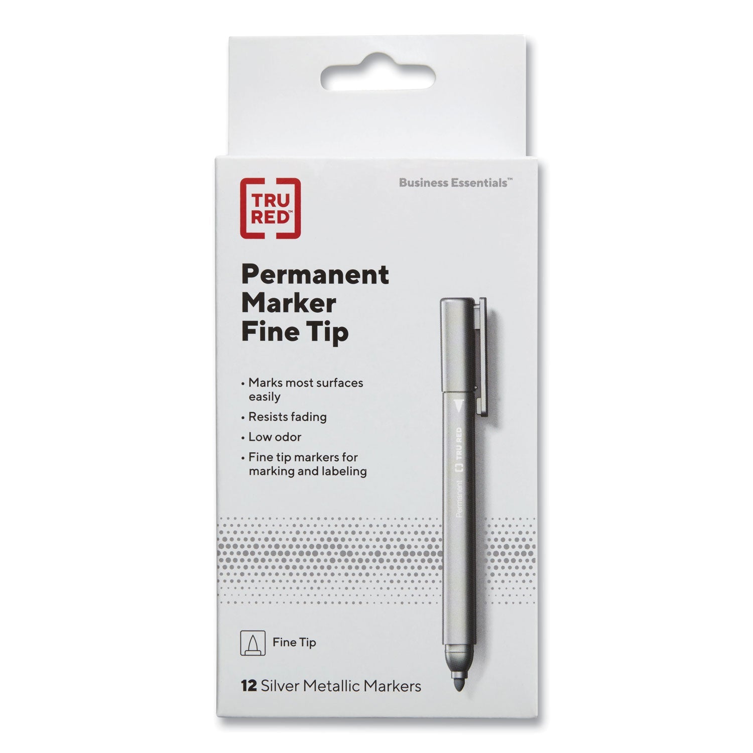 TRU RED™ Permanent Marker, Pen-Style, Extra-Fine Needle Tip, Black, 36/pack