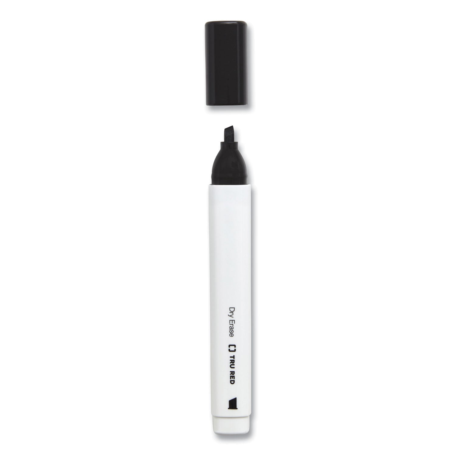 TRU RED™ Dry Erase Marker, Tank-Style, Medium Chisel Tip, Black, Dozen