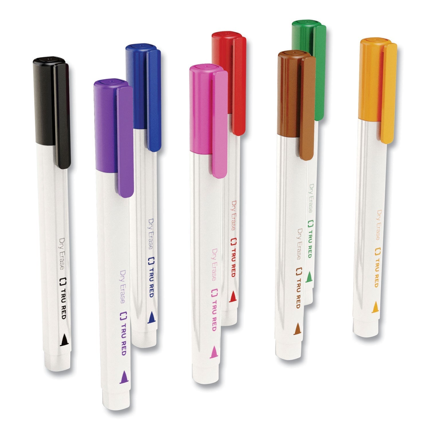 TRU RED™ Dry Erase Marker, Pen-Style, Fine Bullet Tip, Seven Assorted Colors, 8/pack
