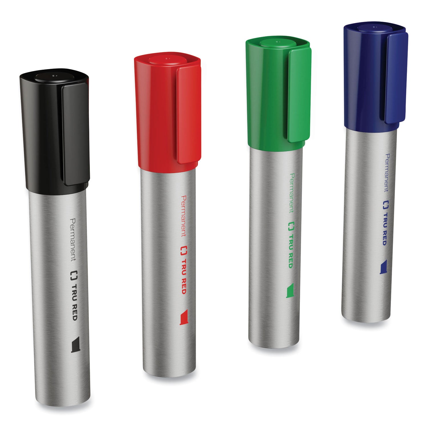 TRU RED™ Xl Permanent Marker, Extra-Broad Chisel Tip, Assorted Colors, 4/pack