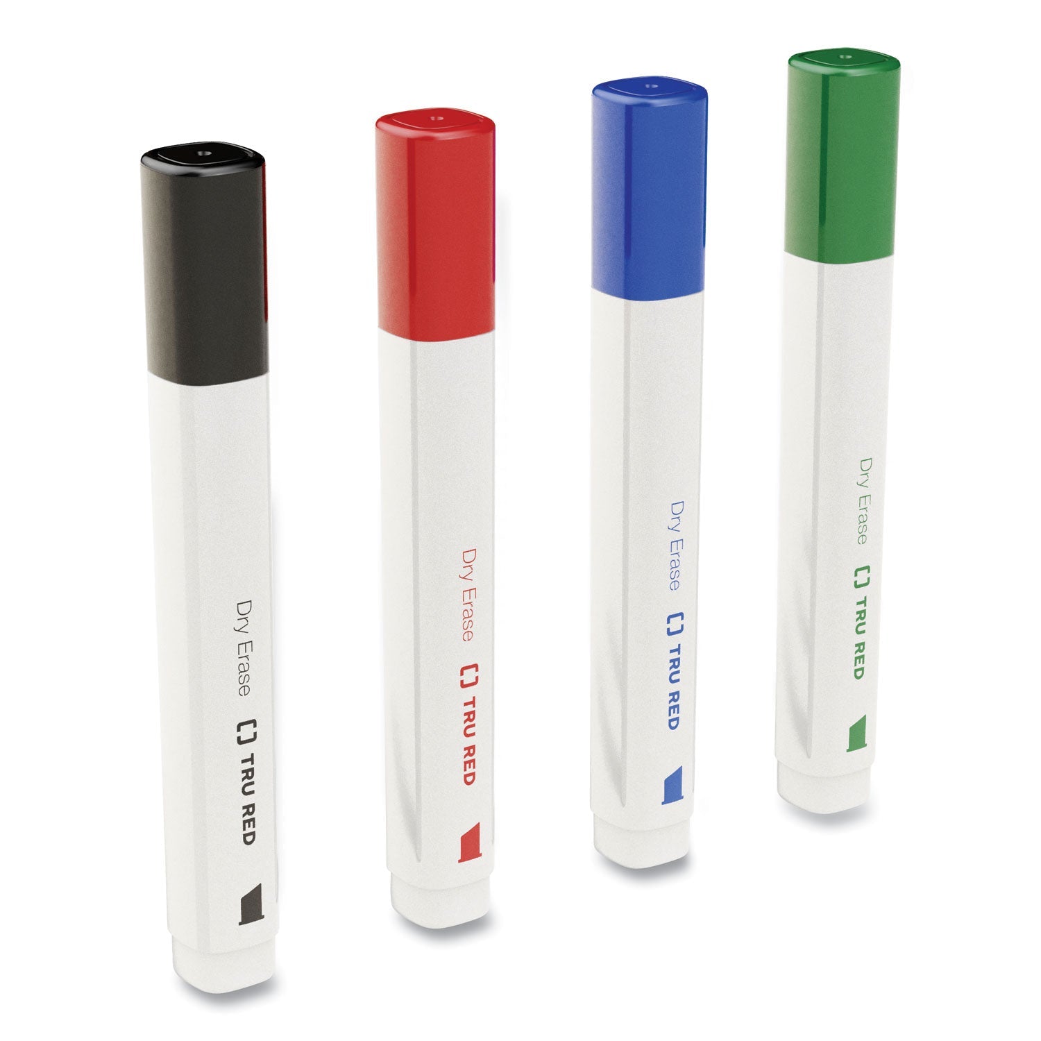 TRU RED™ Dry Erase Marker, Tank-Style, Medium Chisel Tip, Assorted Colors, 4/kit