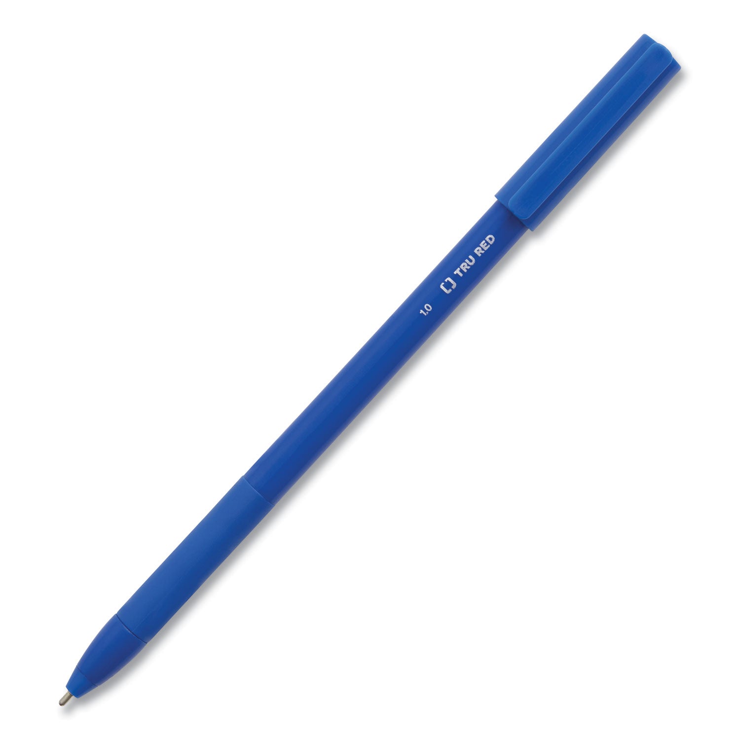 TRU RED™ Gripped Ballpoint Pen, Stick, Medium 1 mm, Blue Ink, Blue Barrel, Dozen