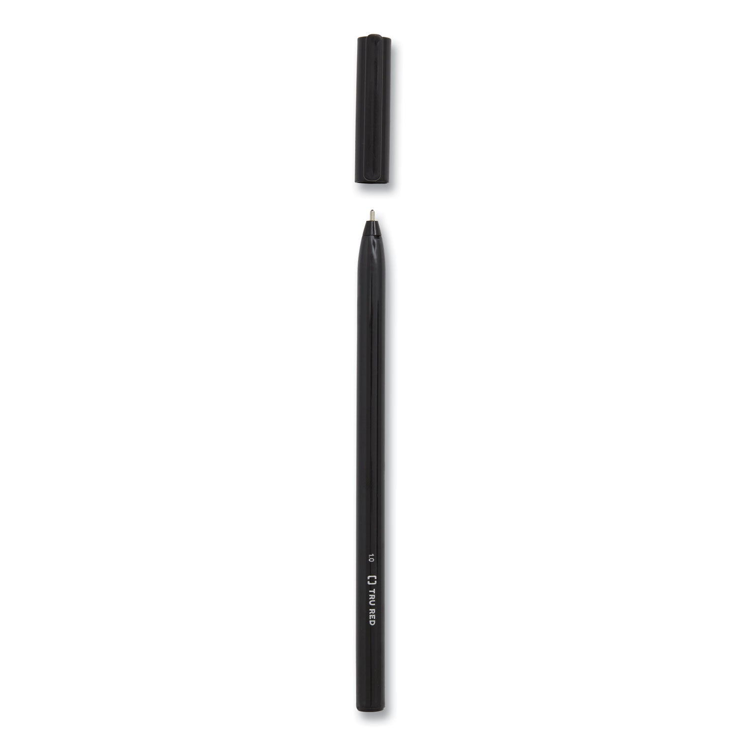 TRU RED™ Ballpoint Pen, Stick, Medium 1 Mm, Black Ink, Black Barrel, Dozen
