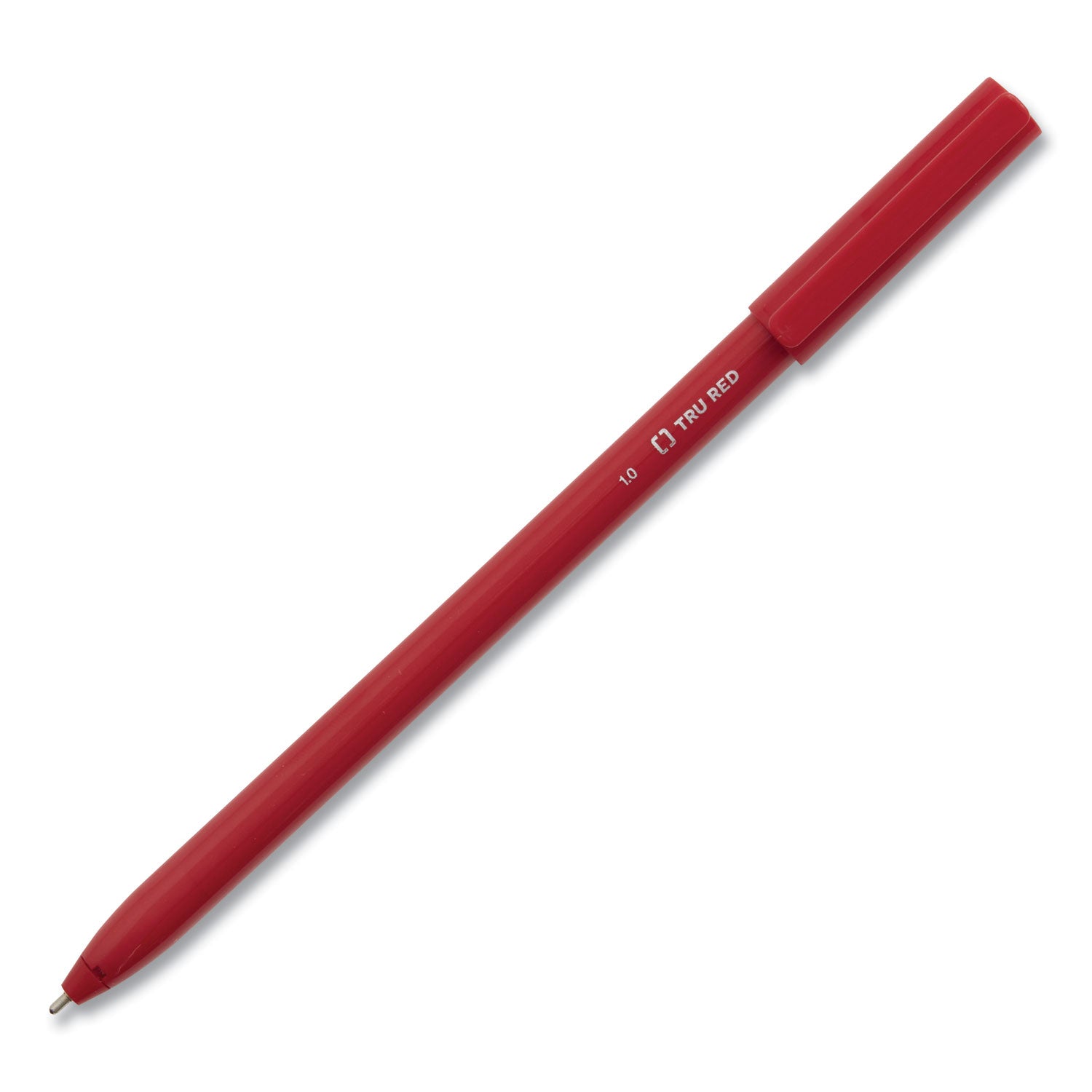 TRU RED™ Ballpoint Pen, Stick, Medium 1 Mm, Red Ink, Red Barrel, Dozen