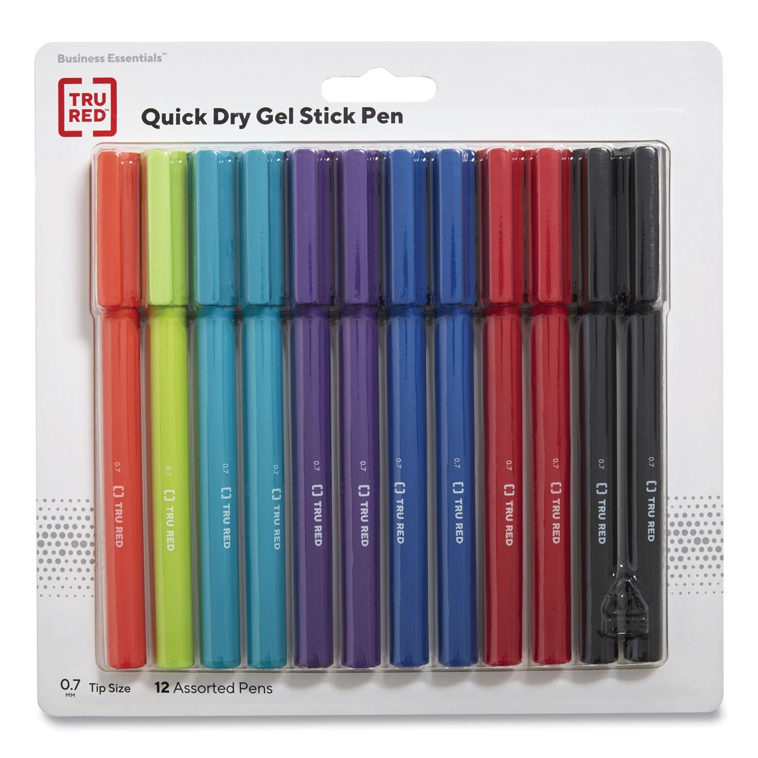 TRU RED™ Quick Dry Gel Pen, Stick, Medium 0.7 Mm, Assorted Ink And Barrel Colors, 12/pack