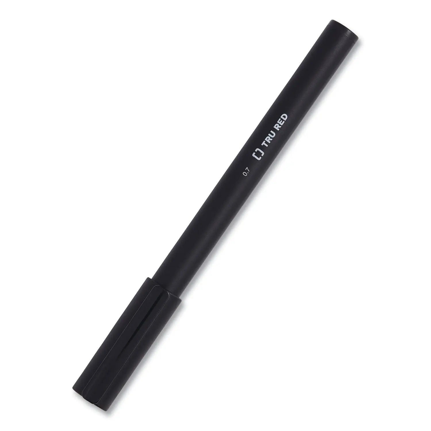 TRU RED™ Quick Dry Gel Pen, Retractable, Medium 0.7 mm, Black Ink, Black Barrel, 5/Pack
