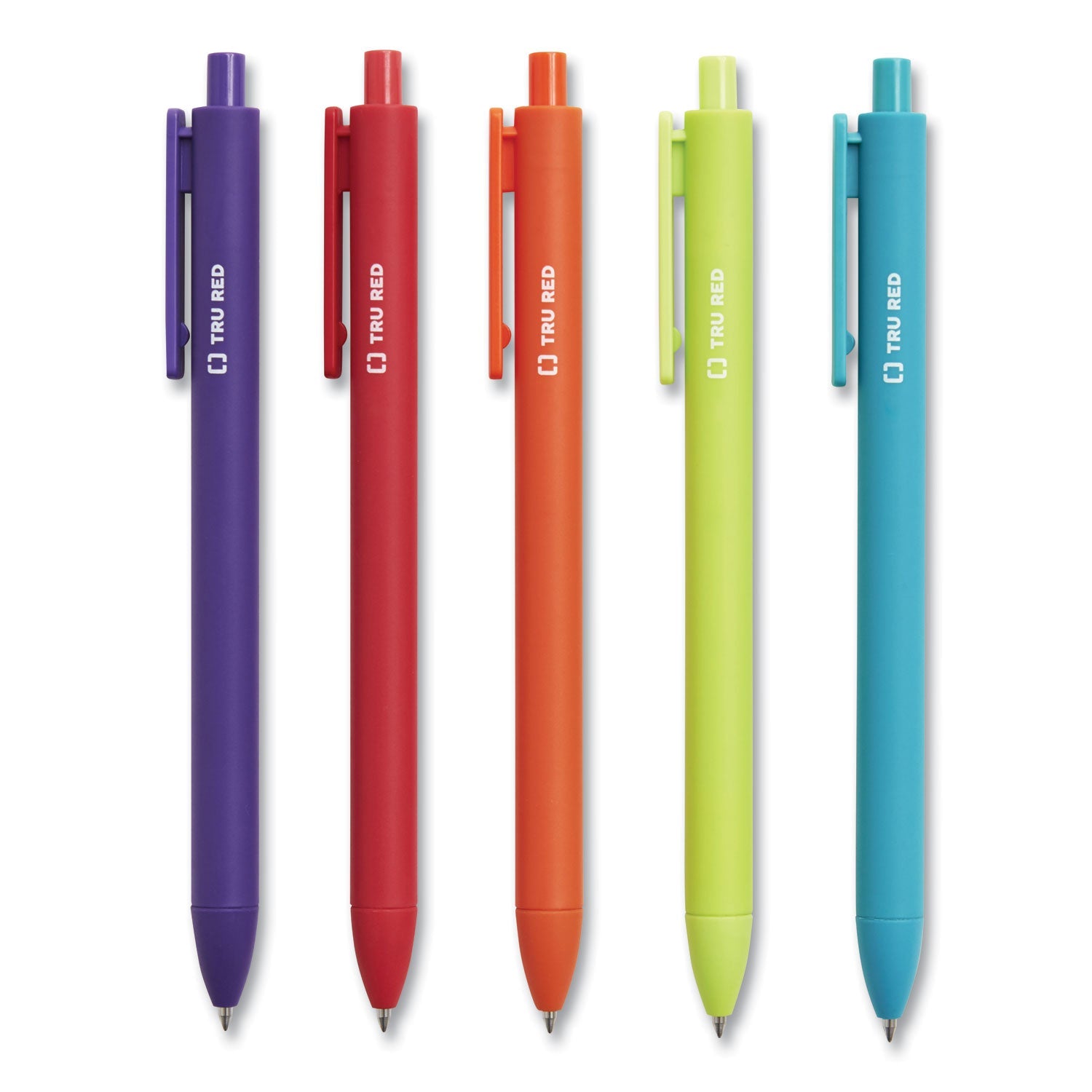 TRU RED™ QUICK DRY GEL PEN, RETRACTABLE, MEDIUM 0.7 MM, ASSORTED INK AND BARREL COLORS, 5/PACK