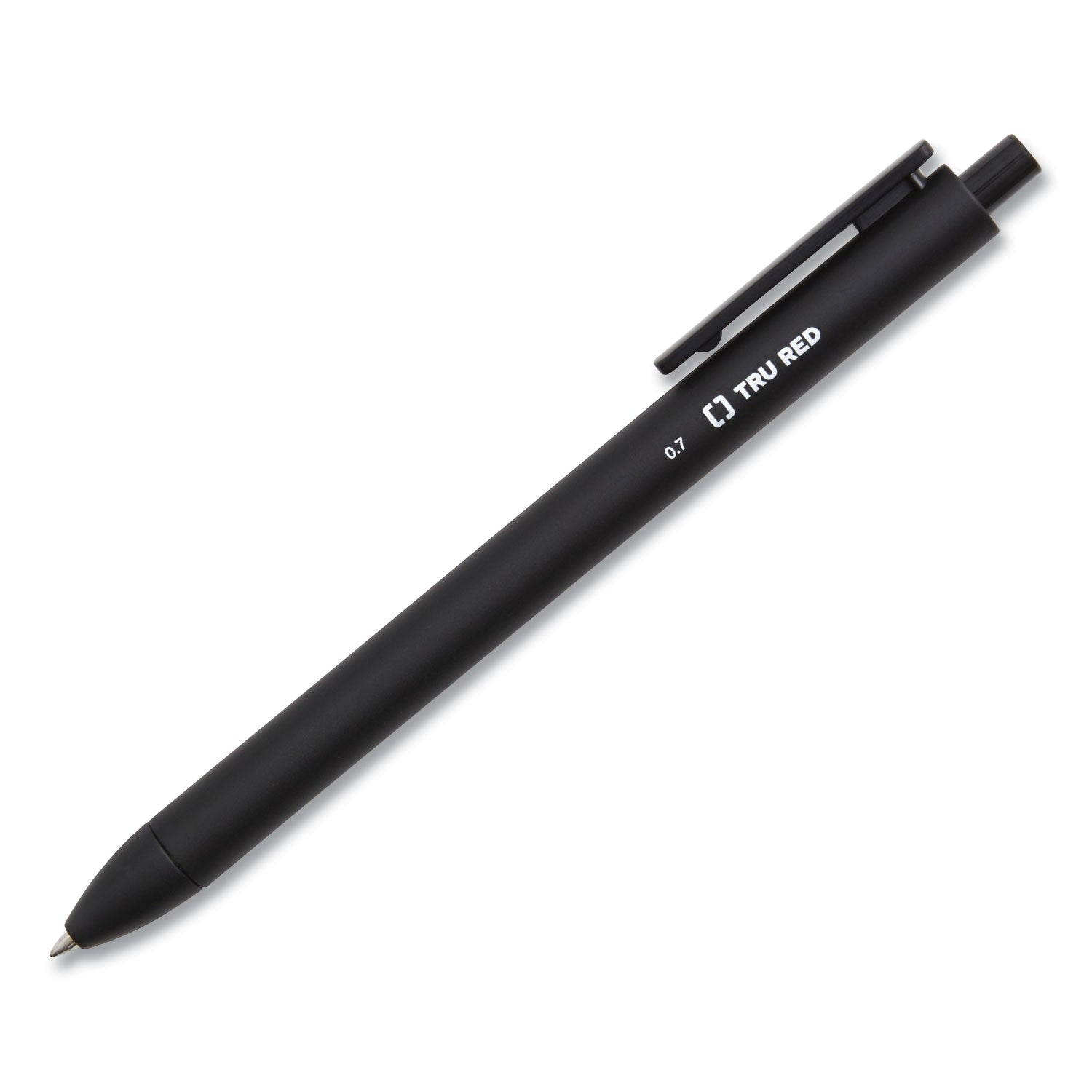 TRU RED™ QUICK DRY GEL PEN, RETRACTABLE, MEDIUM 0.7 MM, BLACK INK, BLACK BARREL, DOZEN