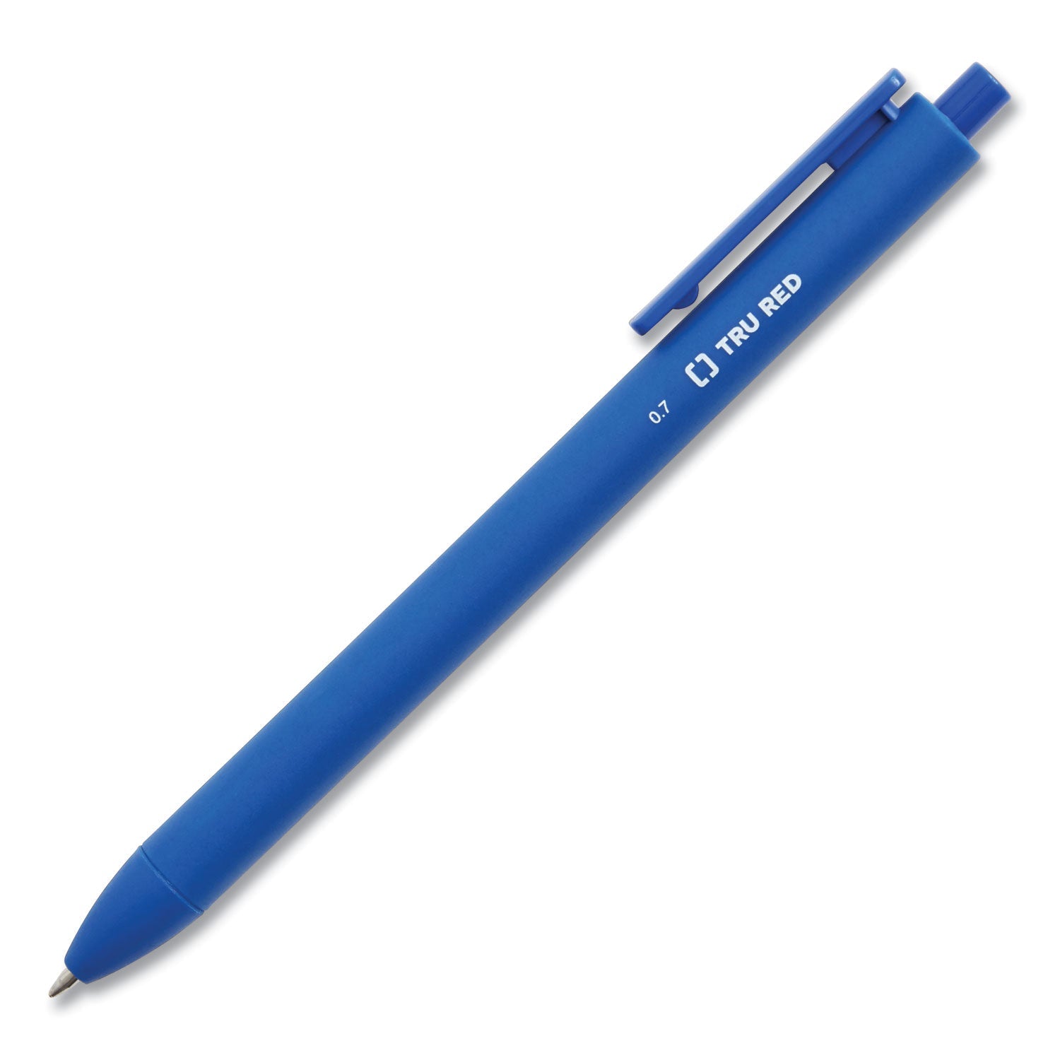 TRU RED™ QUICK DRY GEL PEN, RETRACTABLE, MEDIUM 0.7 MM, BLUE INK, BLUE BARREL, DOZEN