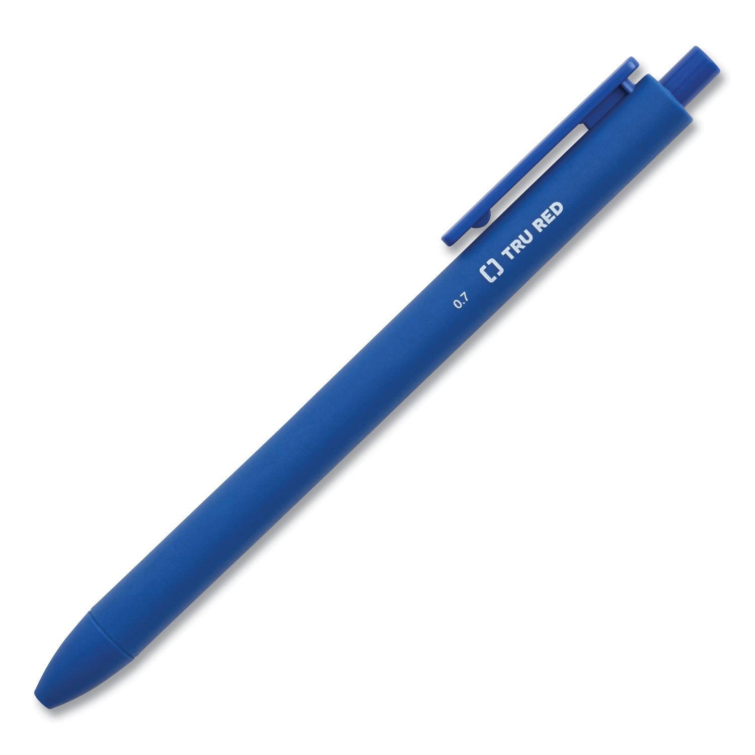 TRU RED™ QUICK DRY GEL PEN, RETRACTABLE, MEDIUM 0.7 MM, BLUE INK, BLUE BARREL, DOZEN